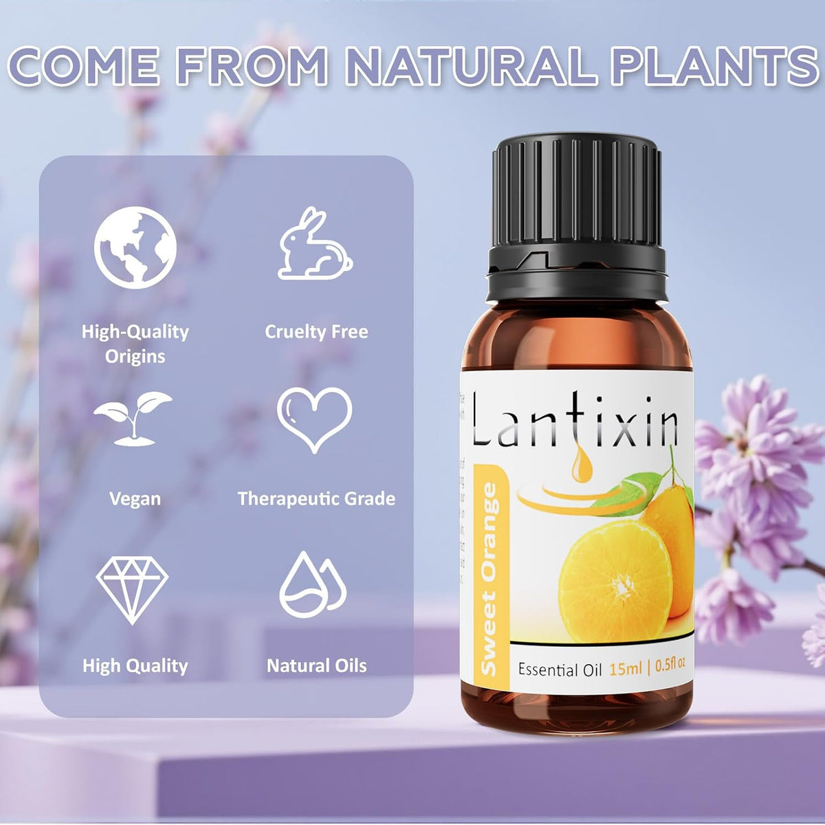 LANTIXIN Sweet Orange Essential Oil Pure Natural Amber Glass Bottle 15ml