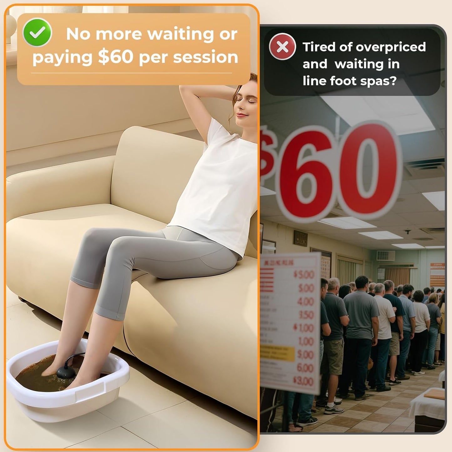 Upgraded Portable Ionic Foot Detox Machine, Foot Spa Bath for Home Use, Foot Cleaner Machine To Remove Toxins with 2 Arrays, Detox Sea Salt