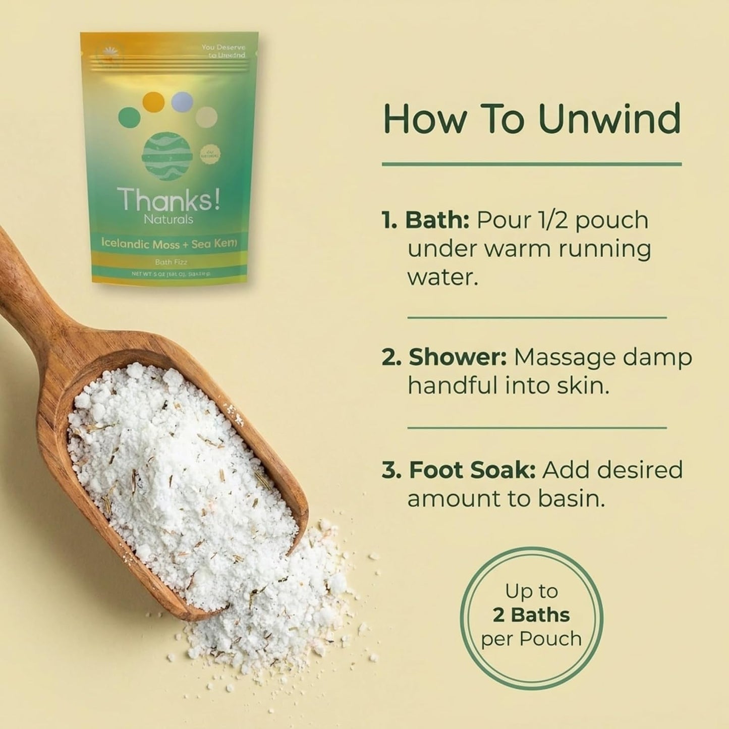 Bath Fizz, Icelandic Moss + Sea Kelp, Vegan & Natural Bath Fizz with Sea Moss, Vitamin E, Shea Butter & Himalayan Pink Salt, Spa at Home, Self Care Essential, Multiple Baths, 4 OZ
