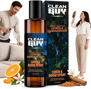 Room Spray for Men, Air Freshener Odor Eliminator– Masculine Home Fragrance & Linen Spray with Essential Oils – Long Lasting Room Deodorizer for Bathroom & Bedroom (4oz, Citrus & Sandalwood)