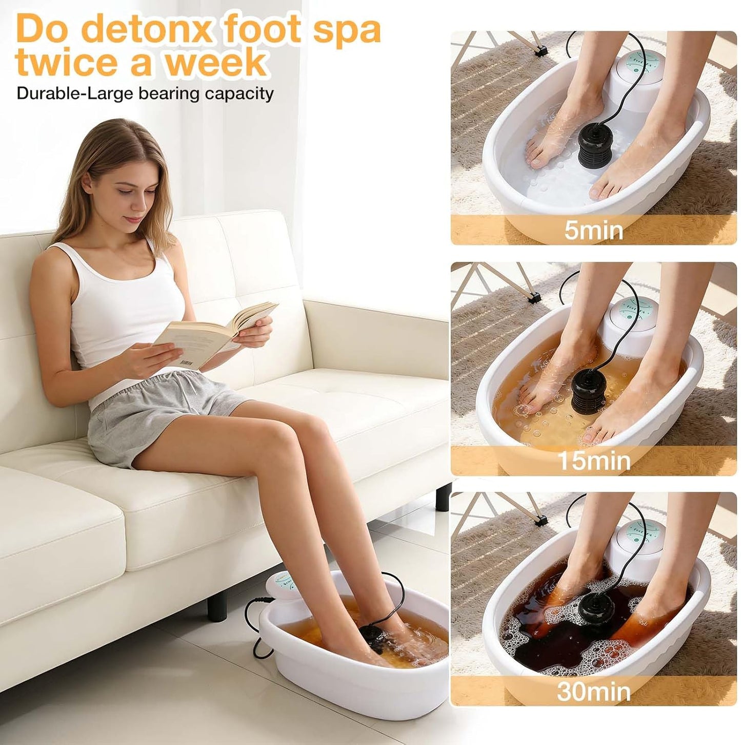 Ionic Foot Detox Tub,for All Detox Machines 100 Liners, Home/Salon | Compatible with All Detox Machines,Heavy Duty Bucket、Easy to Clean、Portable,Includes 100 Disposable Liners