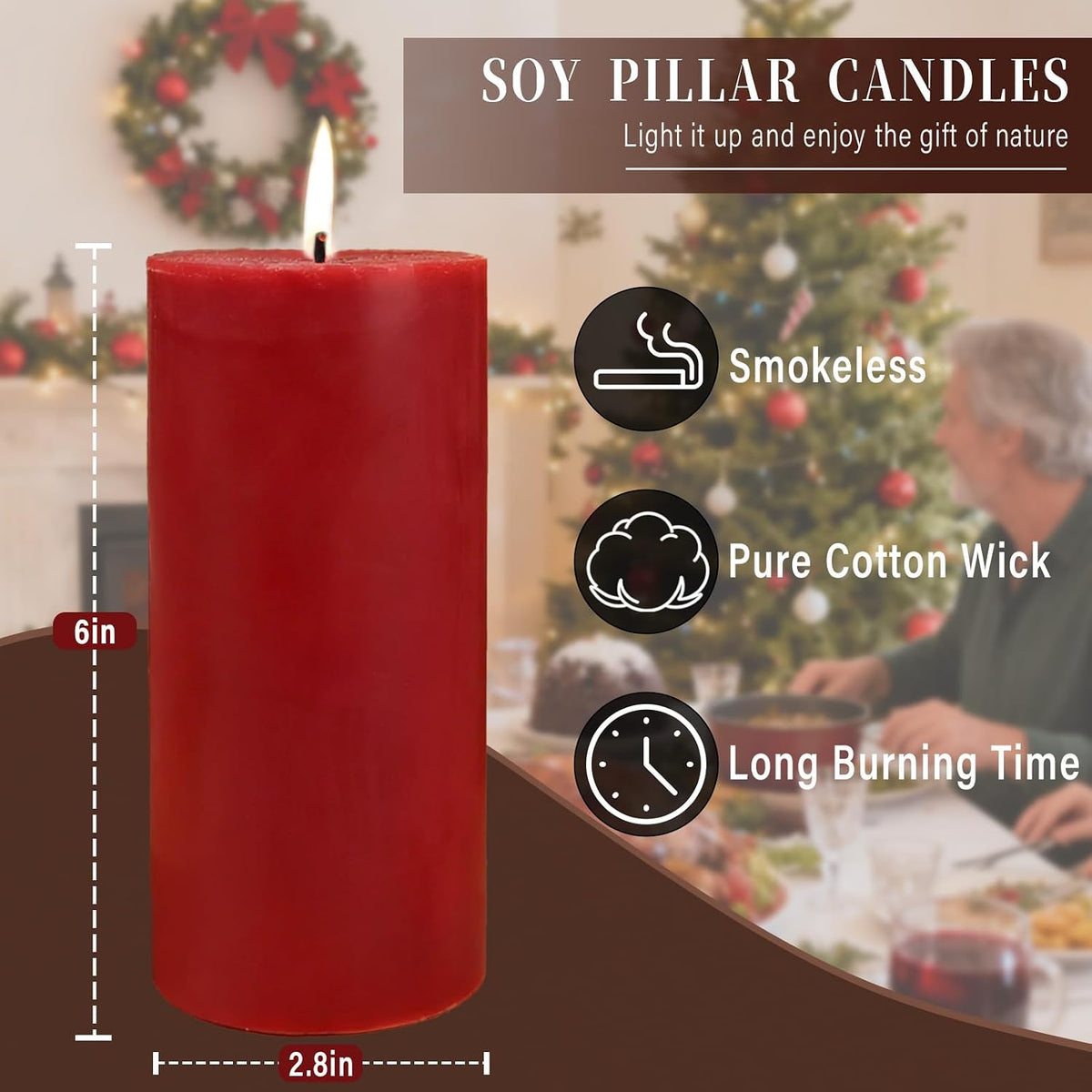 Red Soy Pillar Candles