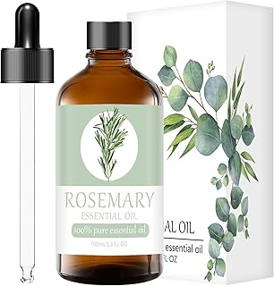 Rosemary Essential Oil 100% Pure & Natural Organic (3.3 Fl. Oz) for Humidifiers, Skin Care, Massage, Aromatherapy, Premium Delicate Grade with Glass Dropper for Air Freshening, Cleaning, Home