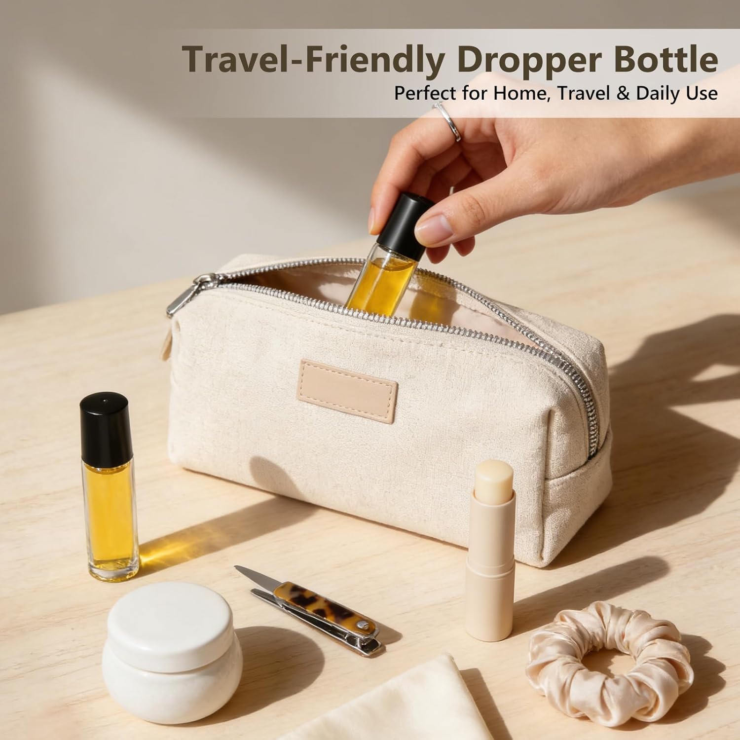 72 Pack Empty Essential Oil Roller Bottles – 10ml Amber Glass Roll-On Bottles with Stainless Steel Roller Balls & Caps, Refillable Perfume Containers for DIY & Travel（Clear）