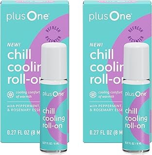plusOne Chill Cooling Roll-On – Instant Hot Flash Support with Peppermint, Menthol & Ashwagandha – Aromatherapy Essential Oil Blend for Cooling Refreshment - 0.33 fl oz (2 Pack)