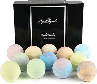Aqua Elegante Luxury Bath Bombs for Women - Gift Set of 12 Large Bathbombs with Essential Oils, Shea Butter, Coconut Oil - No Stain, Natural, Vegan, Moisturizing Spa Present for Mom, Wife, Girlfriend