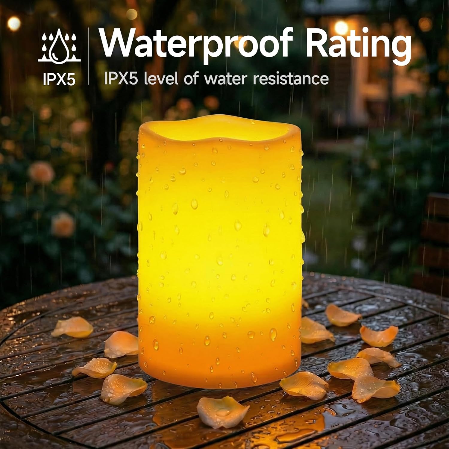 Homemory 6" x 9" Extra Large Outdoor Waterproof Candle with Auto 6-Hour Timer, No Remote, Ivory Plastic Made, Long Last for Half A Year