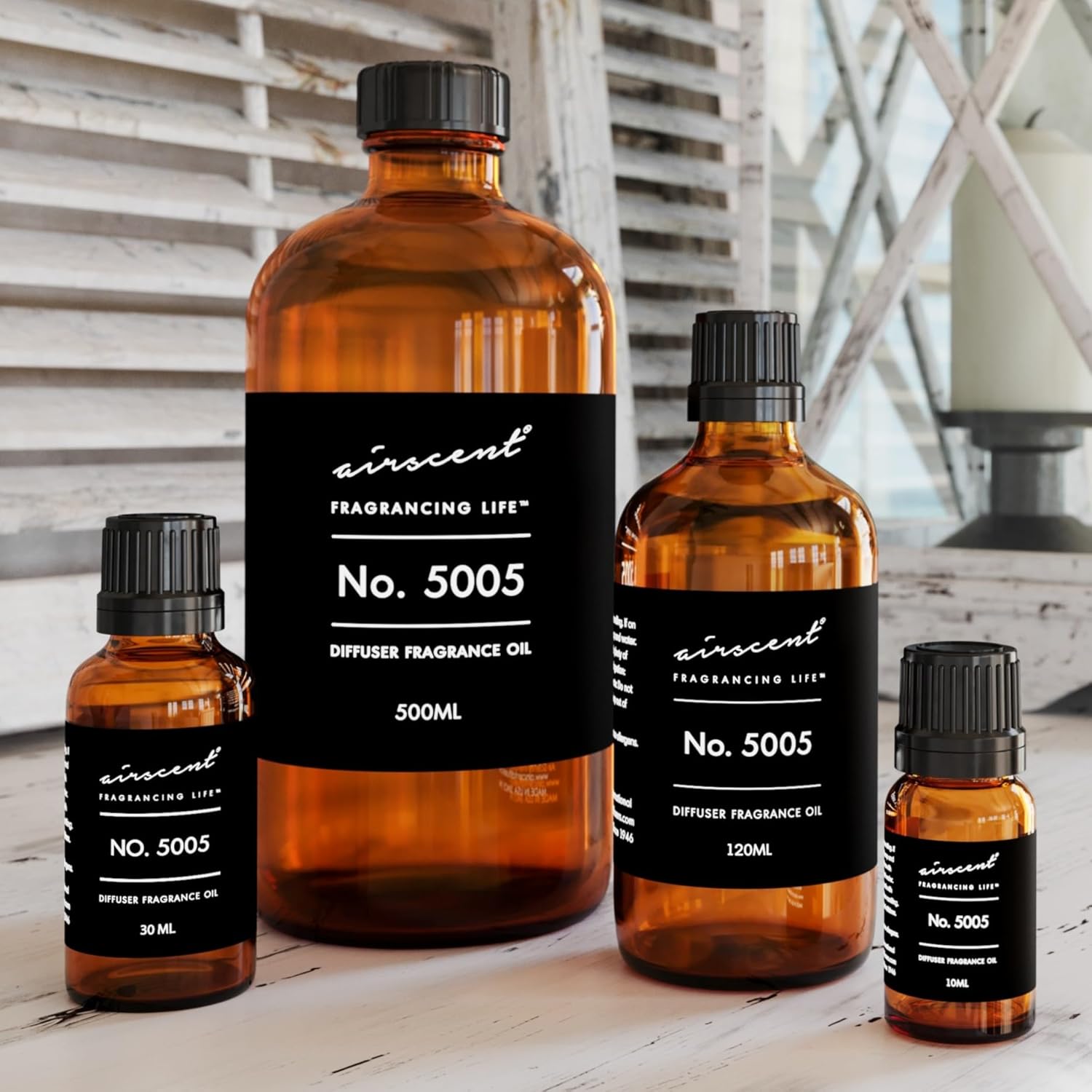AirScent Diffuser Oil Inspired by TF's Oud Wood - No. 5005 Perfume Dupe - Fragrance Oil Blend for Ultrasonic and Waterless Diffusers and Crafting - 120 ml, 4 fl oz Glass Bottle with Dropper