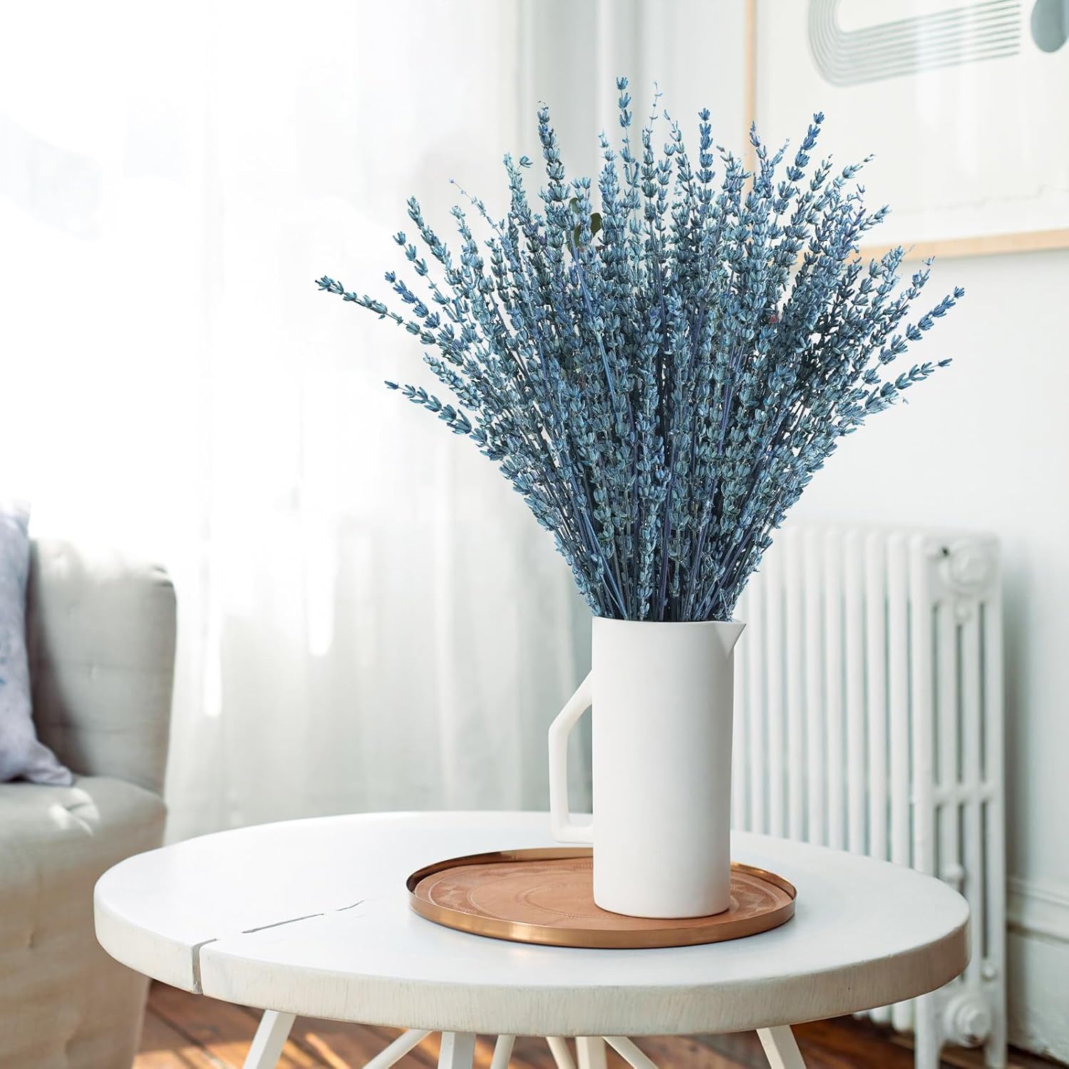 Uieke Dried Lavender Flowers, 16" Preserved Dried Lavender Bundles Blue Flowers Bouquet for Shower Weeding Home Fragrance Vase Crafts Decor, 200g(7.05oz)
