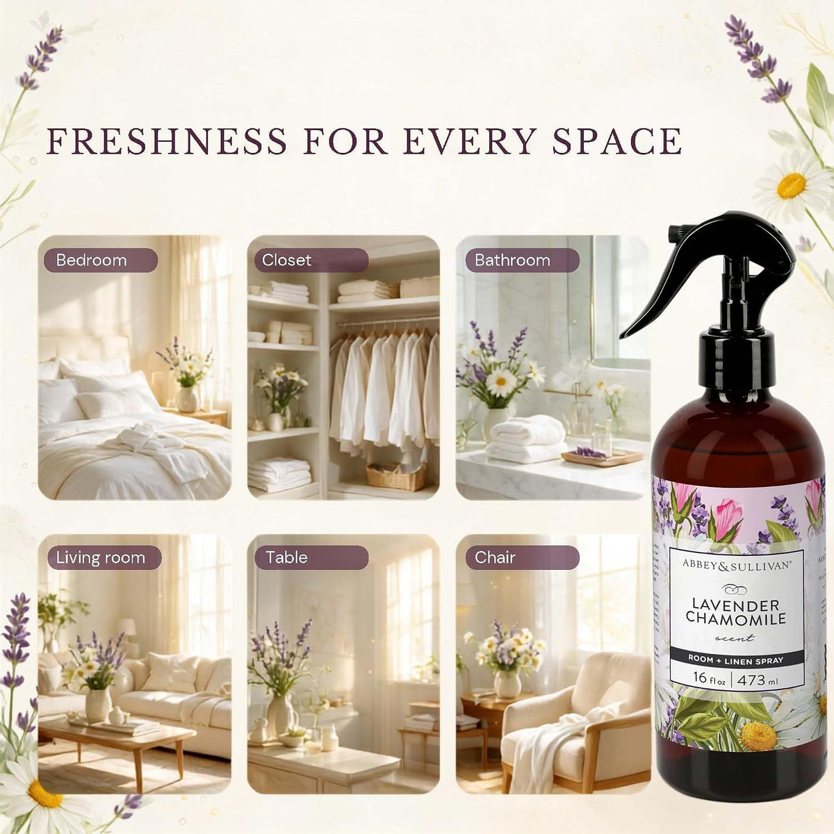 Abbey &amp; Sullivan Linen Spray, Lavender Chamomile, 16 oz