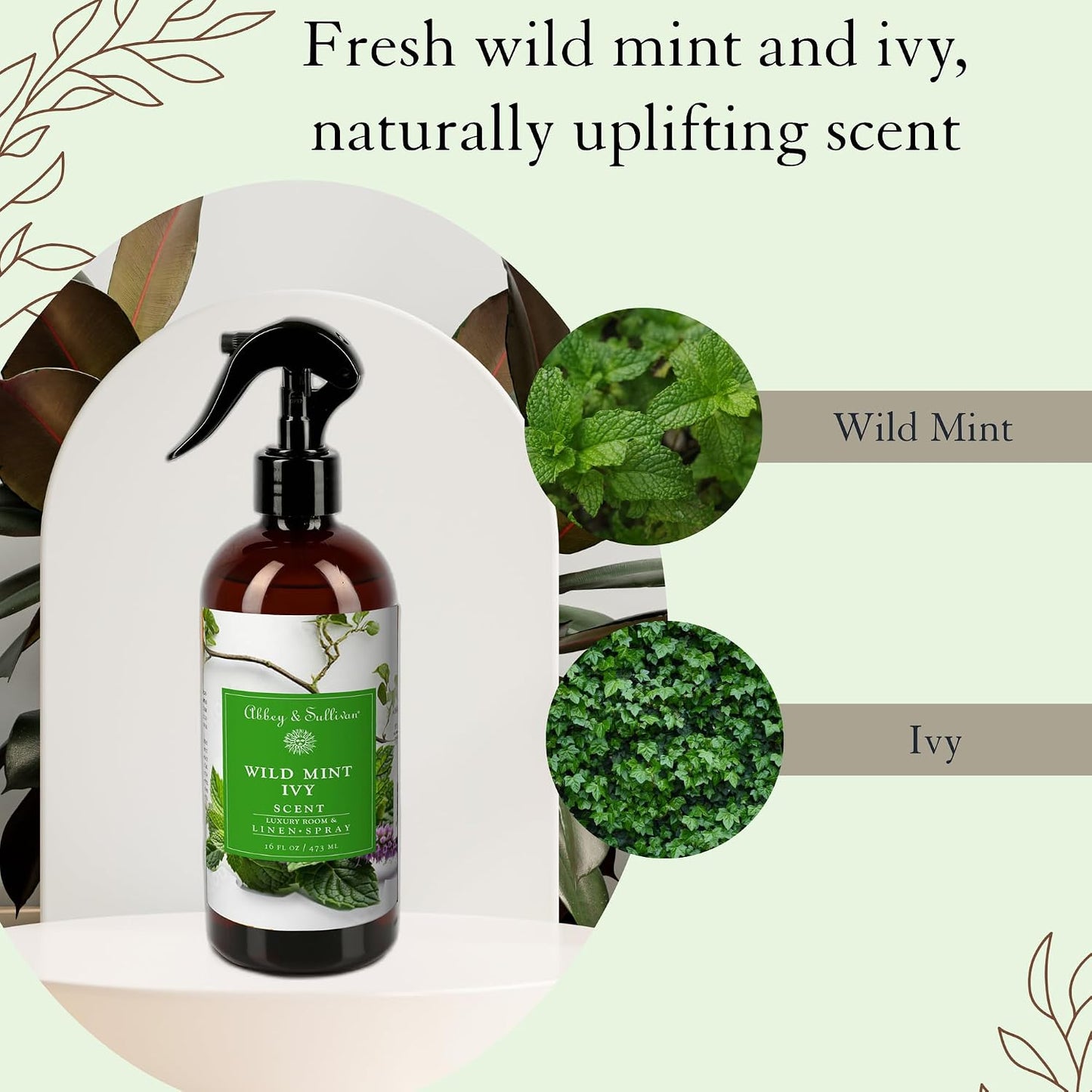 Abbey & Sullivan Linen Spray, Wild Mint Ivy, 16 oz