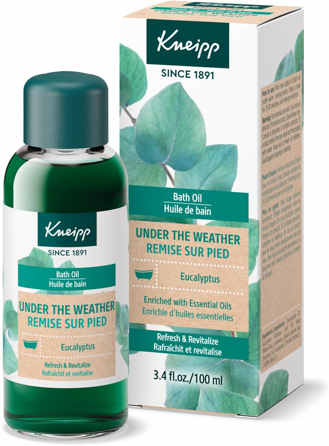 Kneipp Under The Weather Eucalyptus Bath Oil - Good for Respiratory Wellness - Vegan - 3.38 fl oz - Up to 10 Baths