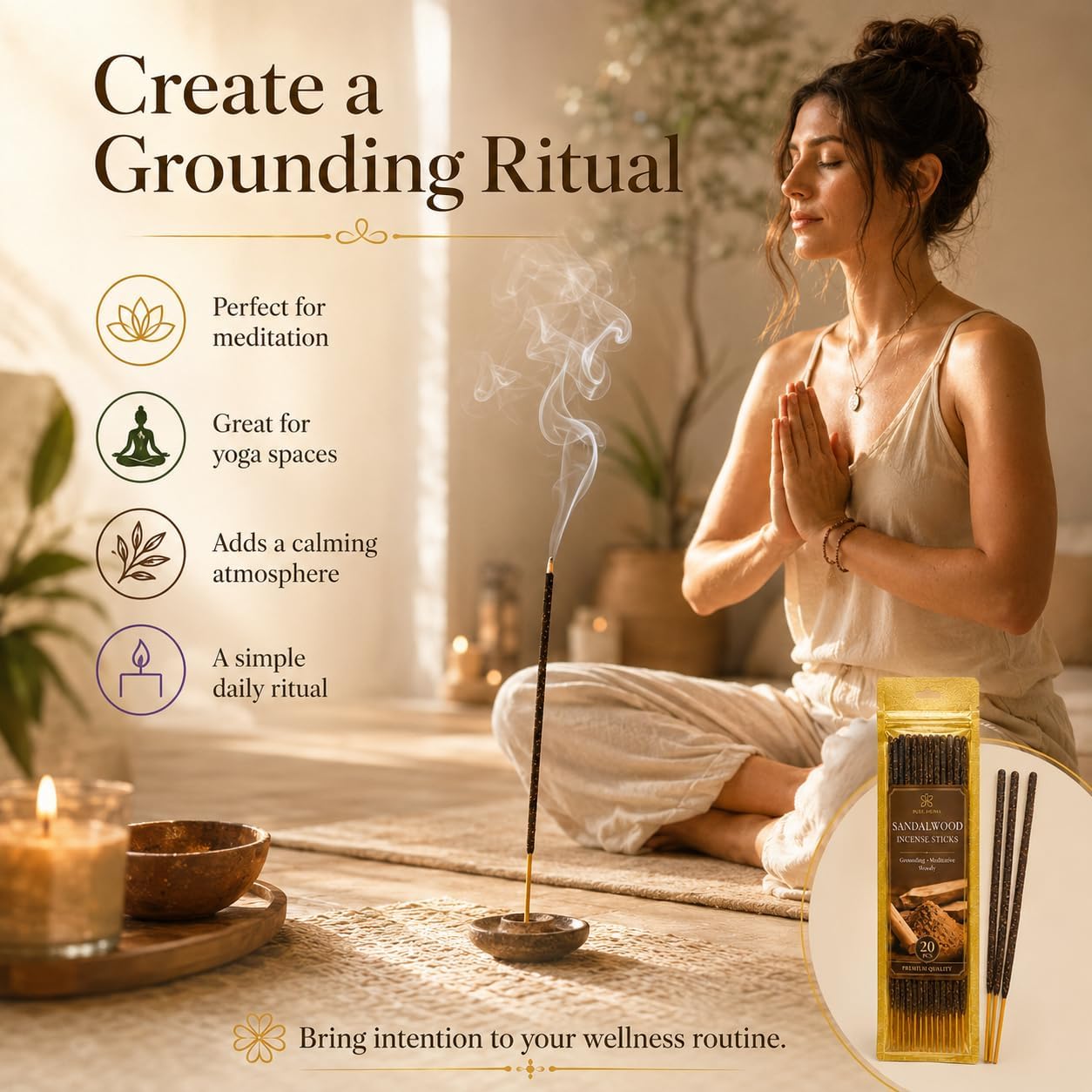 RAINFLOW White Sage Incense Sticks - 80 PCS Sandalwood Incense Sticks Natural,Lavender Vanilla Stick,4 Scents Without Incense Holder,Meditation Spiritual Cleansing Gift Set Indian Scented Style