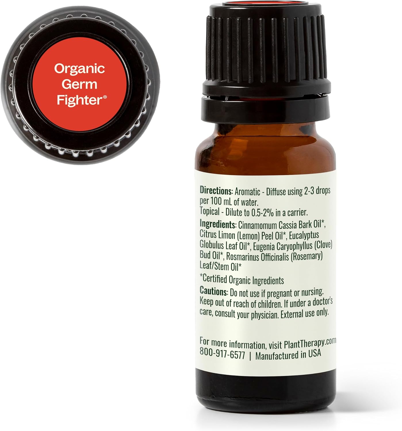 Plant Therapy Organic Fighter Essential Oil Blend 100% Pure, Undiluted, Therapeutic Grade 10 mL (1/3 oz)