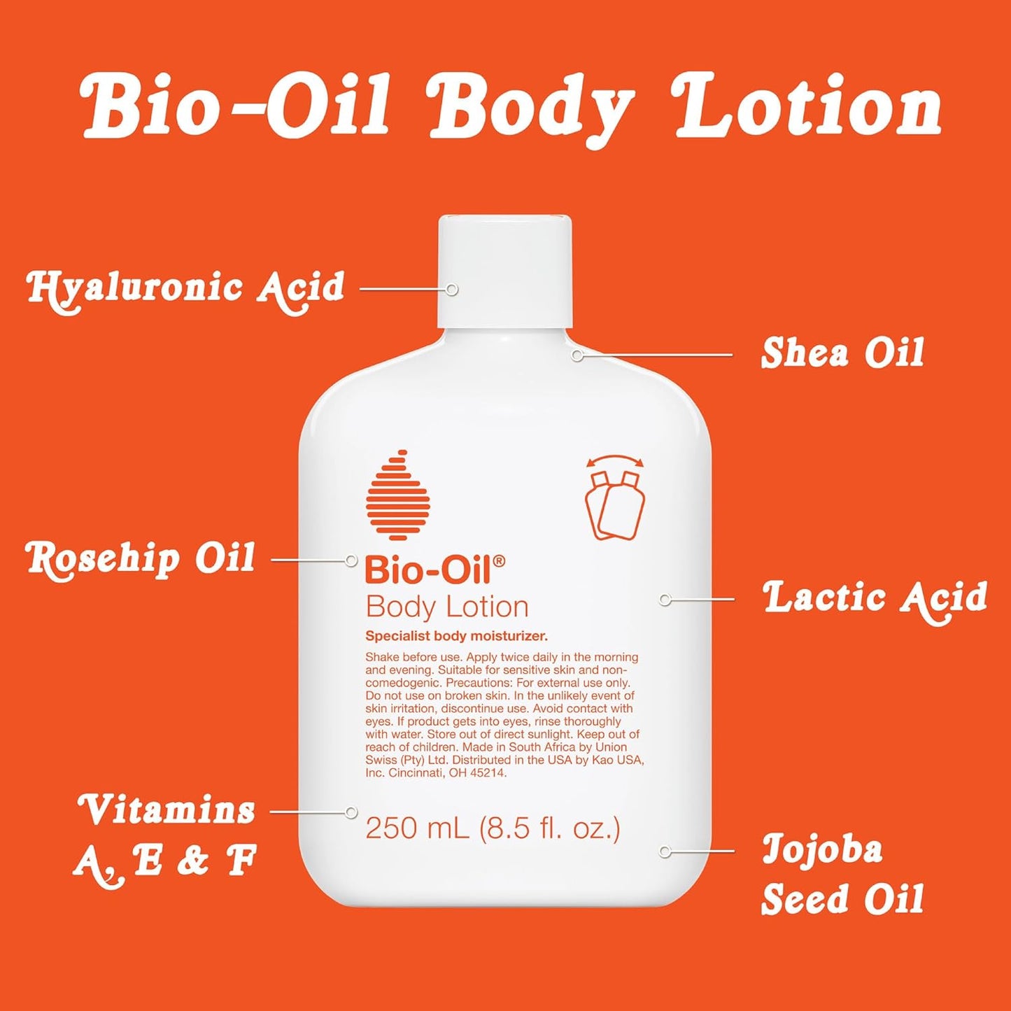 Bio-Oil Moisturizing Body Lotion for Dry Skin, Ultra-Lightweight High-Oil Hydration, with Jojoba Oil, Rosehip Oil, Shea Oil, and Hyaluronic Acid, 8.5 Oz