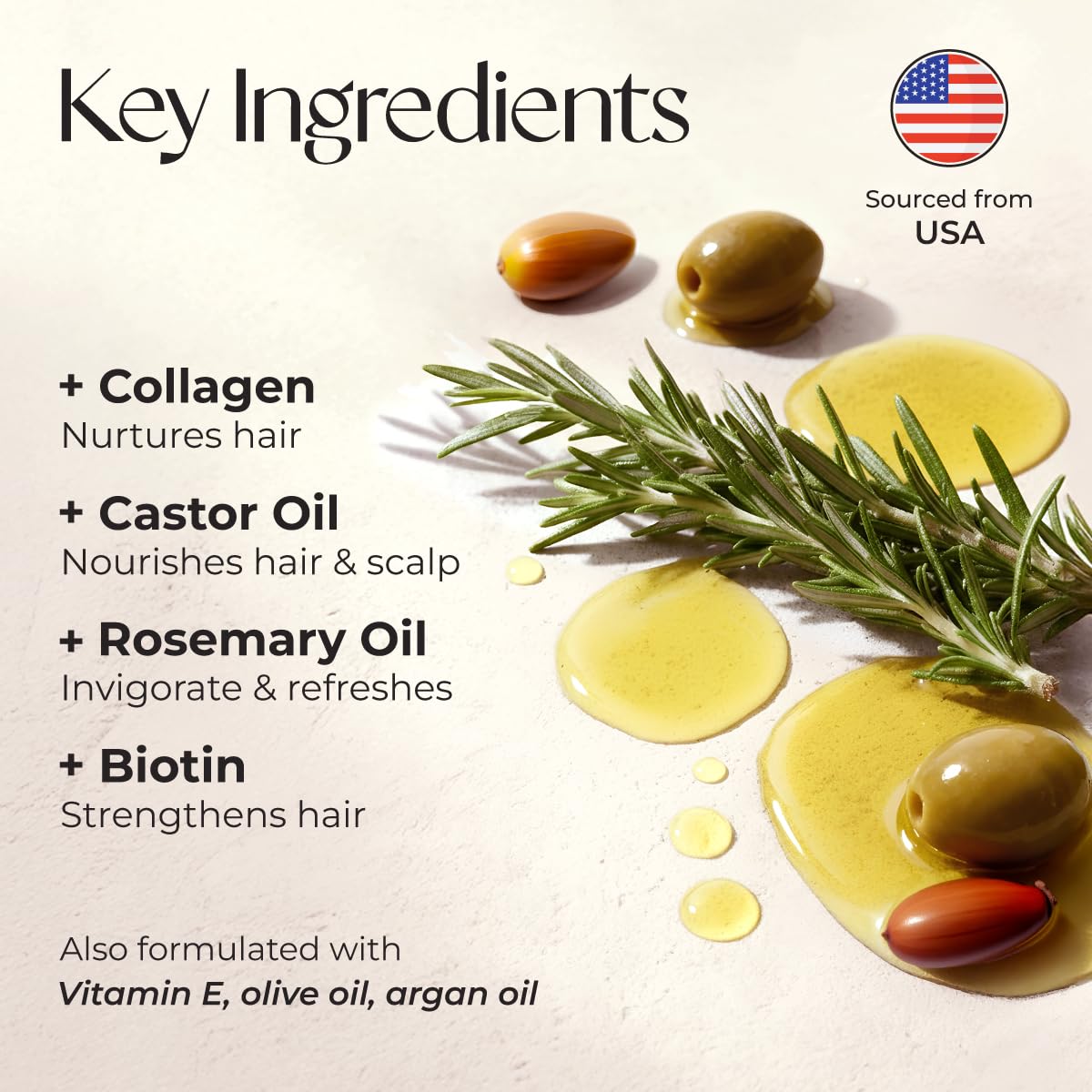 Gya Labs Rosemary & Castor Hair Revival Oil - 4 Fl Oz - Non-Greasy Formula for Thickening & Strengthening - Repairs Damaged Hair, Split Ends & Dry Scalp