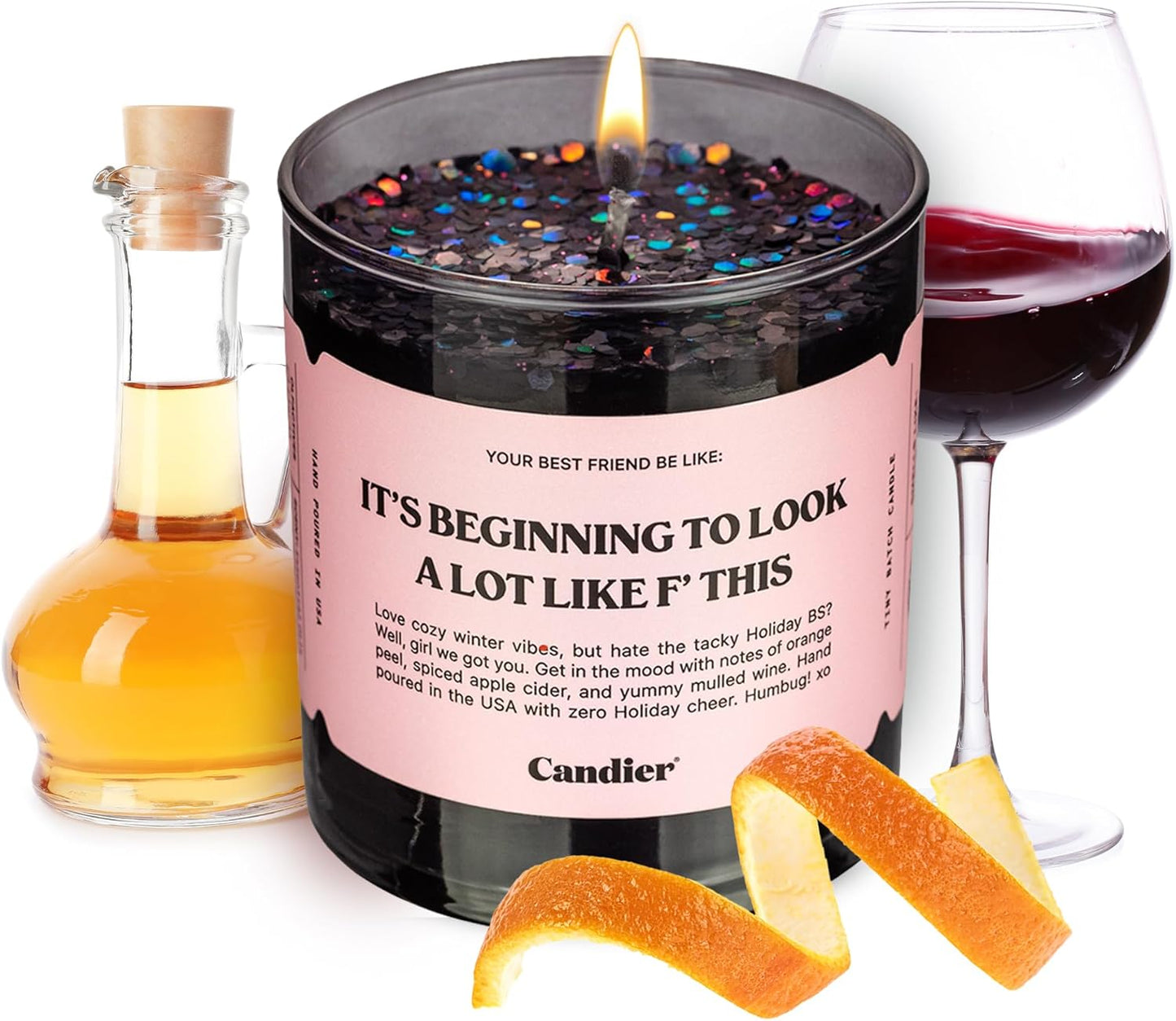It’s Beginning to Look a Lot Like F This Scented Candle, Natural Soy Wax Candle with Orange Peel and Spiced Apple Cider Notes, Long-Lasting 60-Hour Burn, Candier by Ryan Porter