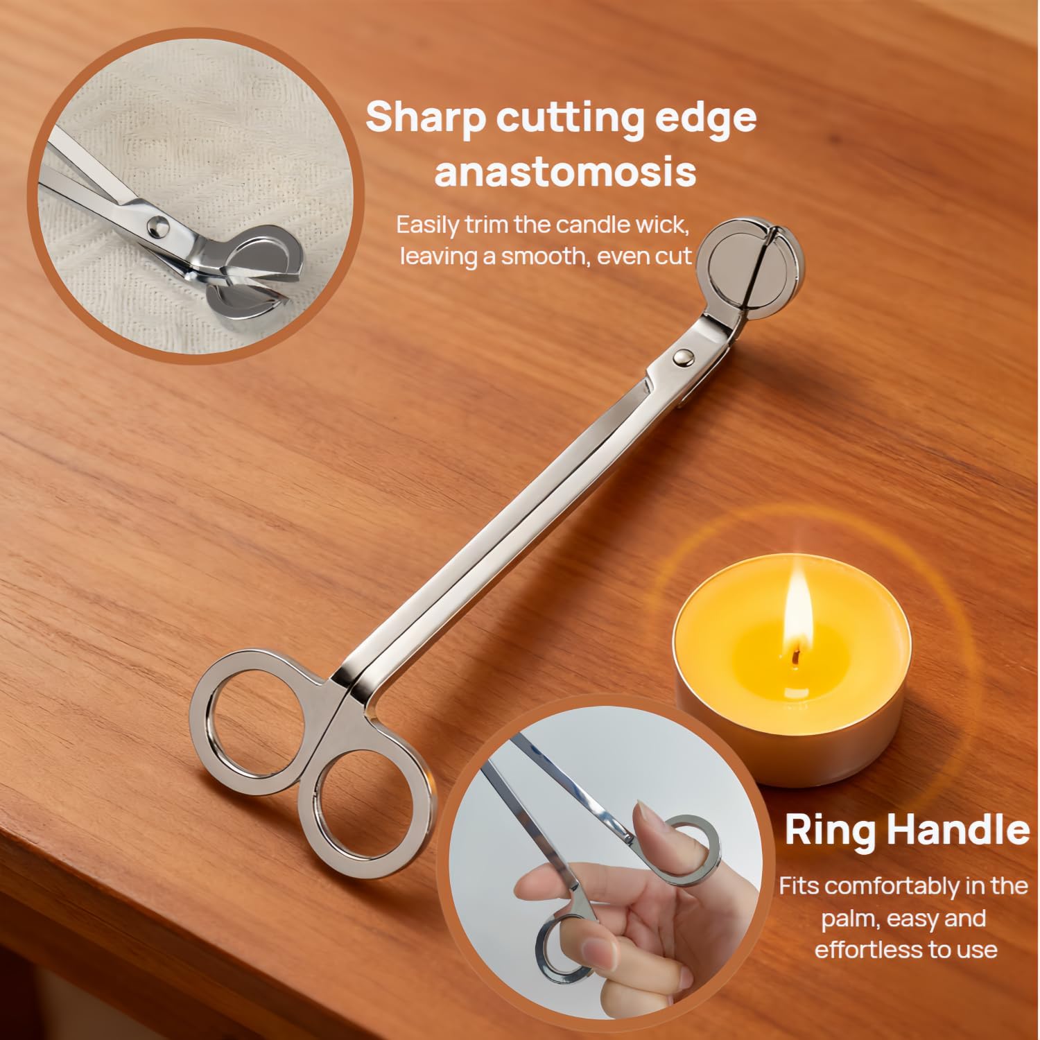 Candle Extinguishing Set, Nickel-Plated Copper, Modern Simplicity Style, Wick Cutter and Snuffer Hook, 7.09 and 7.87 Inch