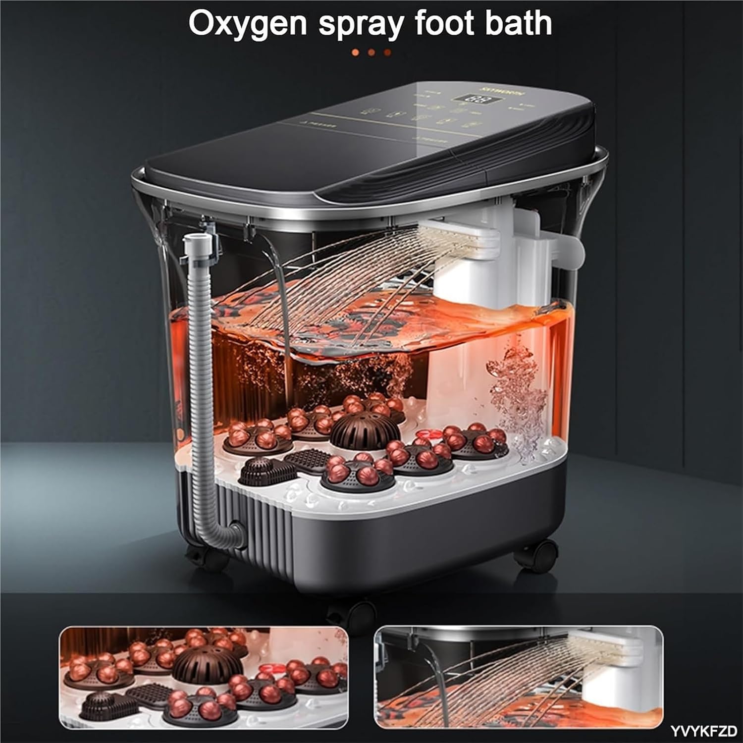 Foot Spa Bath Massager with Heat， Foot Soak Tub with Heat Red Light Temperature Control Bubbles for Spa Treatment at Home