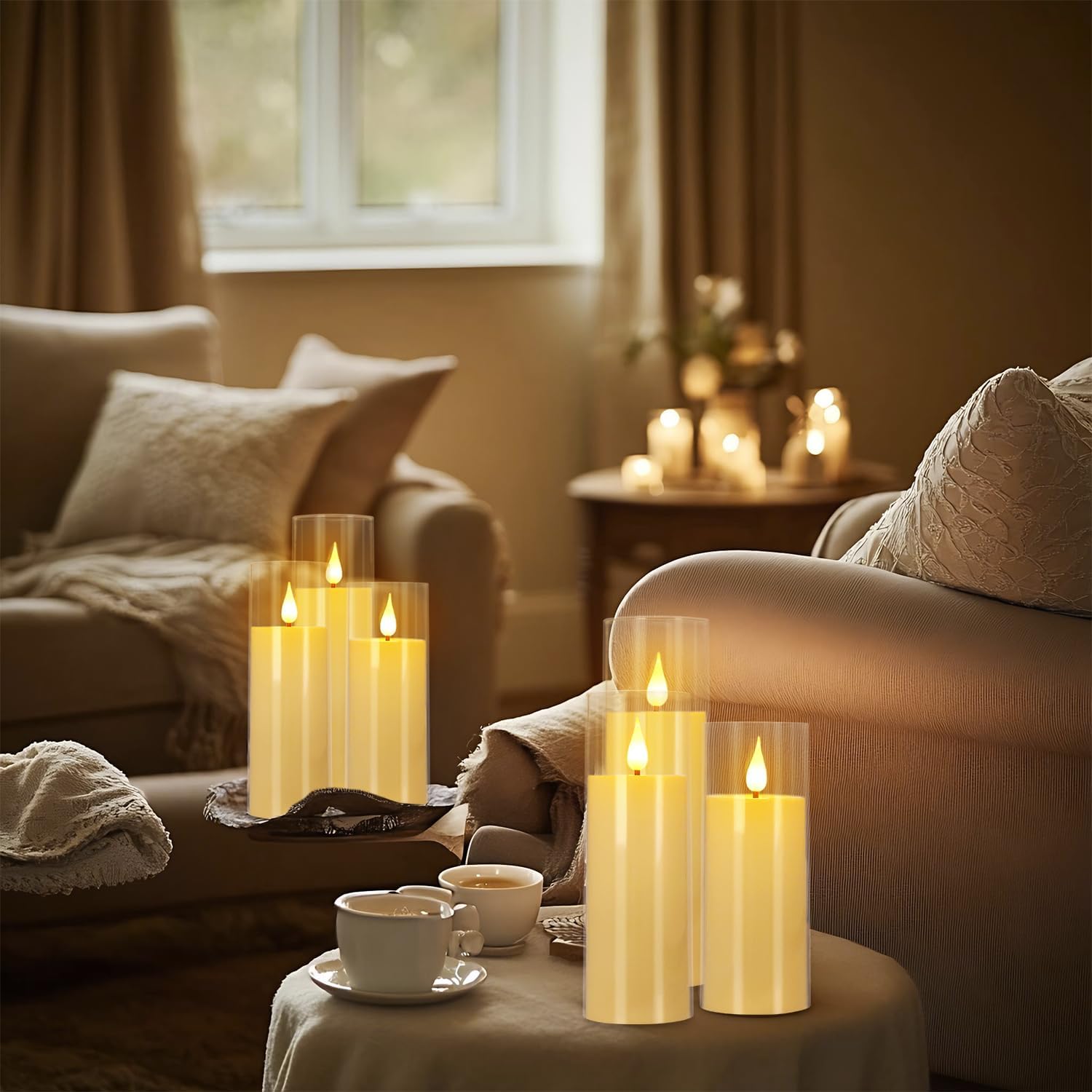 24-Pack LED Flameless Candles(14/16/18cm) with 4 Timers Remote - 3D Flickering Flame, Clear, Perfect Decor for Home & Events.