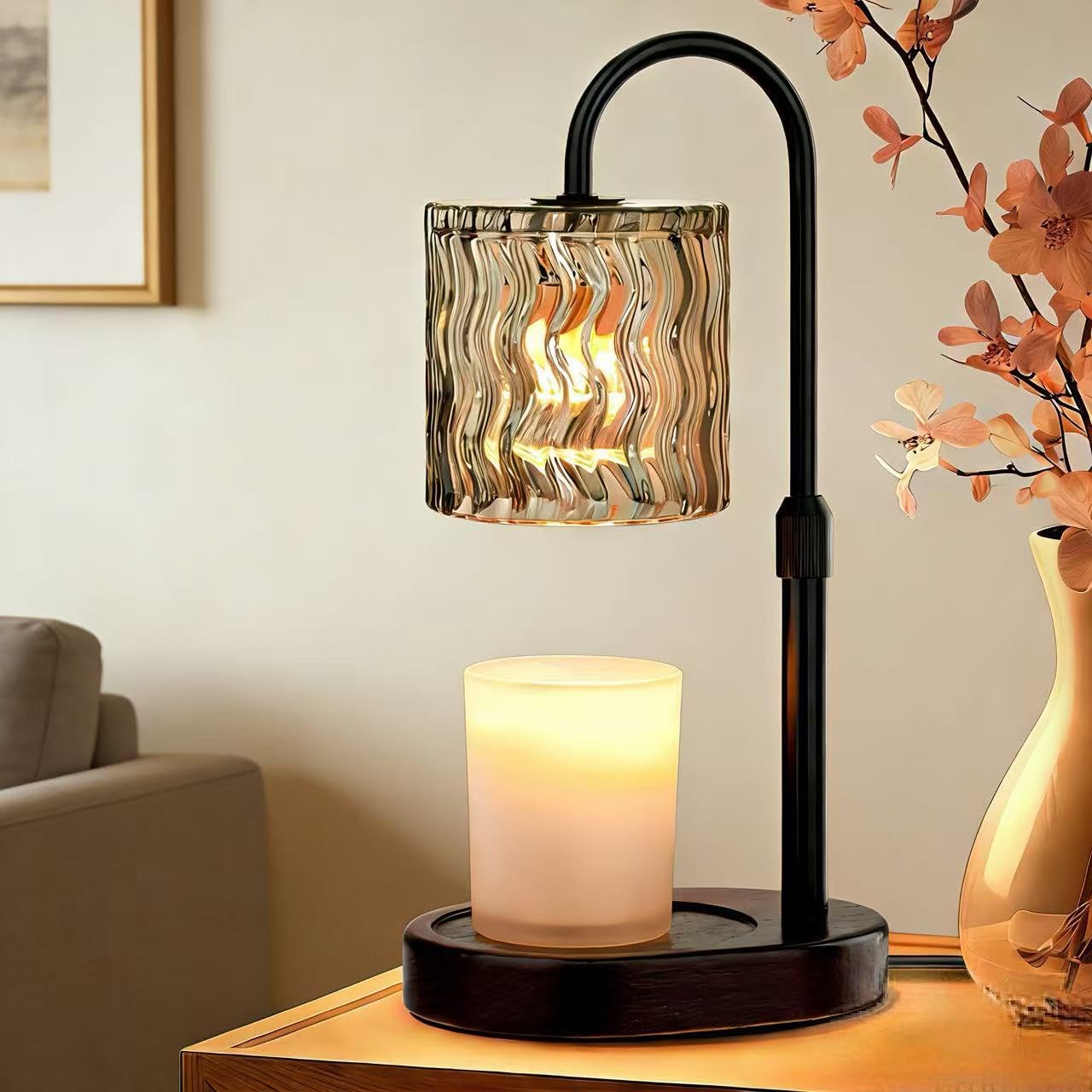 Candle Warmer Lamp Electric Timer: Height Adjustable Burner Jar- Dimmable Candles Warming Lamps - No Flame Scented Melts Wax - All Candle Jars Home Decor Table Light