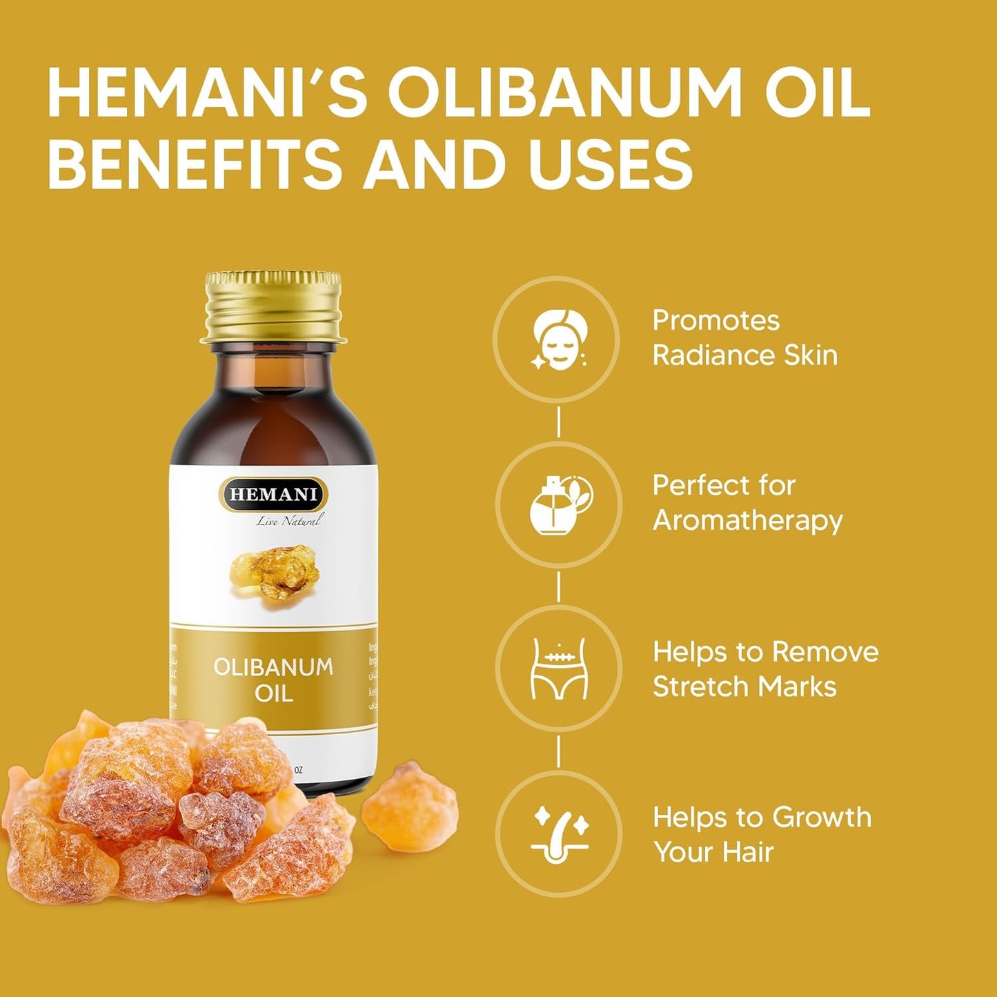Hemani Olibanum Oil 30ml (1 Fl Oz) - 100% Pure | Sacred Frankincense Aroma | Natural Olibanum Essential Oil for Meditation by Hemani