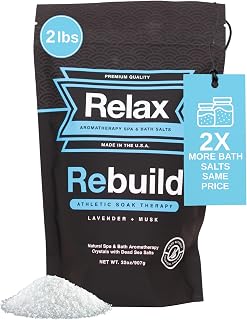 Relax Spa & Bath, Epsom & Dead Sea Salts, Aromatherapy Bath Salts for Hot Tub, Bath, or Spa, Infused with Magnesium, Rebuild Athletic Soak Therapy