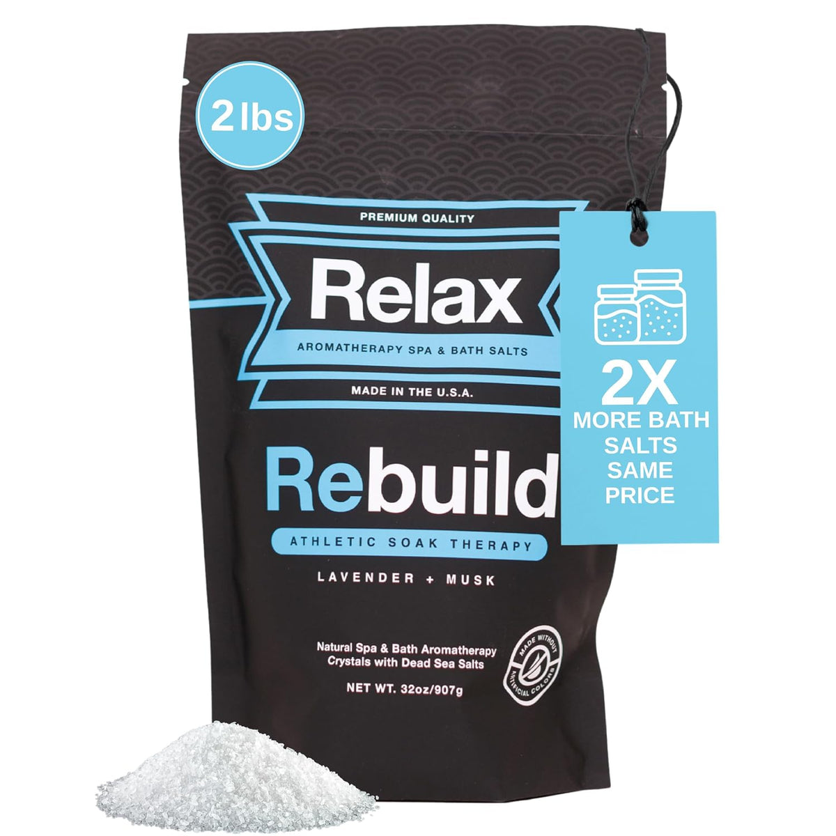 Relax Spa &amp; Bath Athletic Rebuild Bath Salts, Magnesium, 32 oz