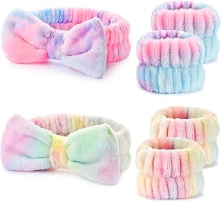 Wteehn 6pcs Headband and Wristband for Face Washing, Makeup Spa Skincare Headband, Skin Care Face Wash Headbands Wrist Bands Tools Set, for Women and Teen Girls Gifts