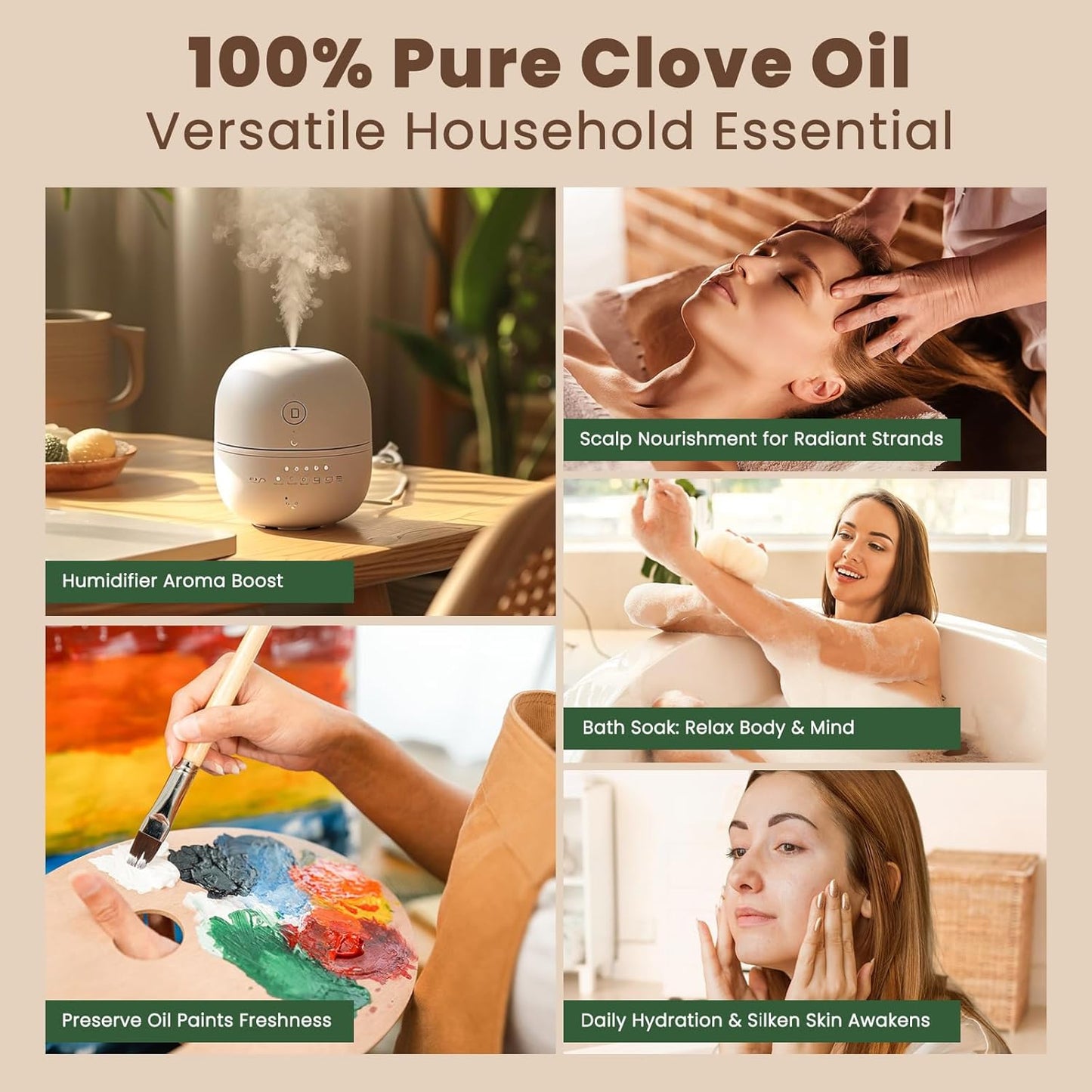HIQILI 1 Fl Oz Clove Oil for Teeth and Gums, Oral Care, DIY Clean Spray, Aromatherapy, 100% Pure Natural Premium - 30ml