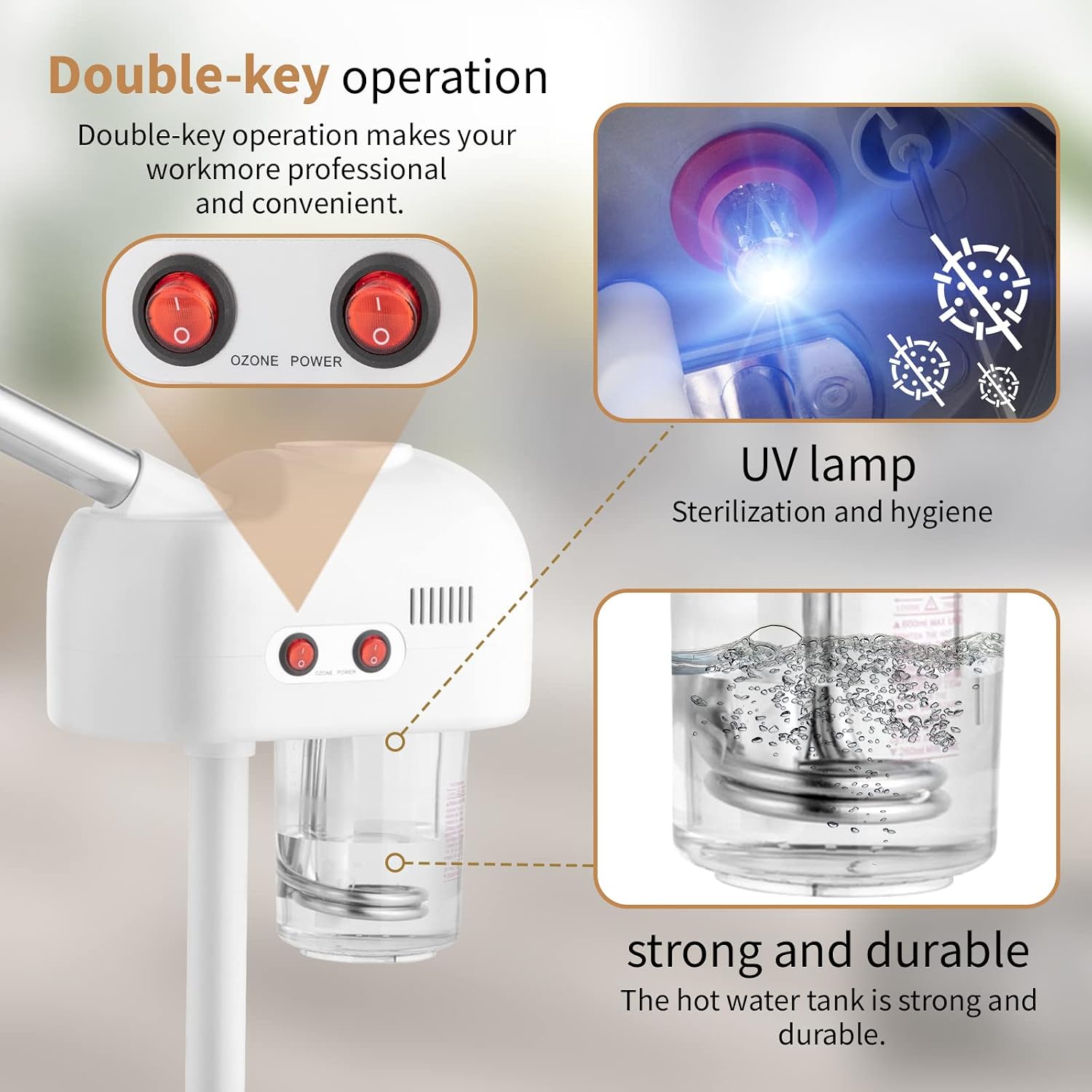 Professional Facial Steamer,2 in 1 Facial Steamer on Wheels with 3X Magnifying Lamp,Time Preset Function Design for Face Sauna Spa and Personal Care Use at Home or Salon