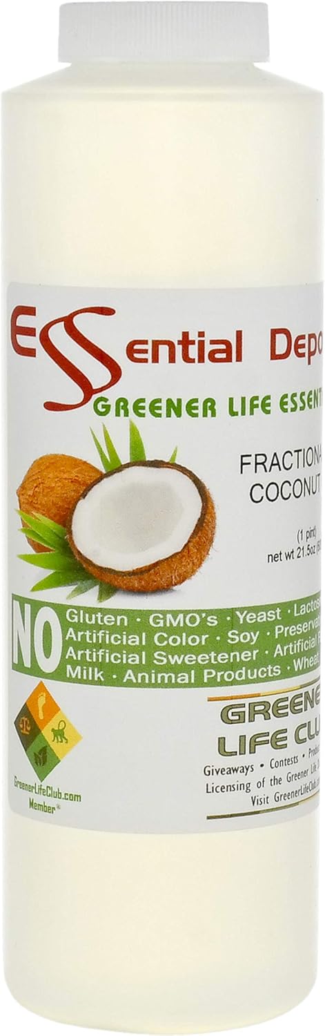 Coconut Oil - Fractionated - MCT (medium-chain triglycerides) - 1 Pint (16 oz) - liquid - Food Grade - Safety Sealed Resealable HDPE Container, Microwave Safe (remove foil seal), Freezer Safe