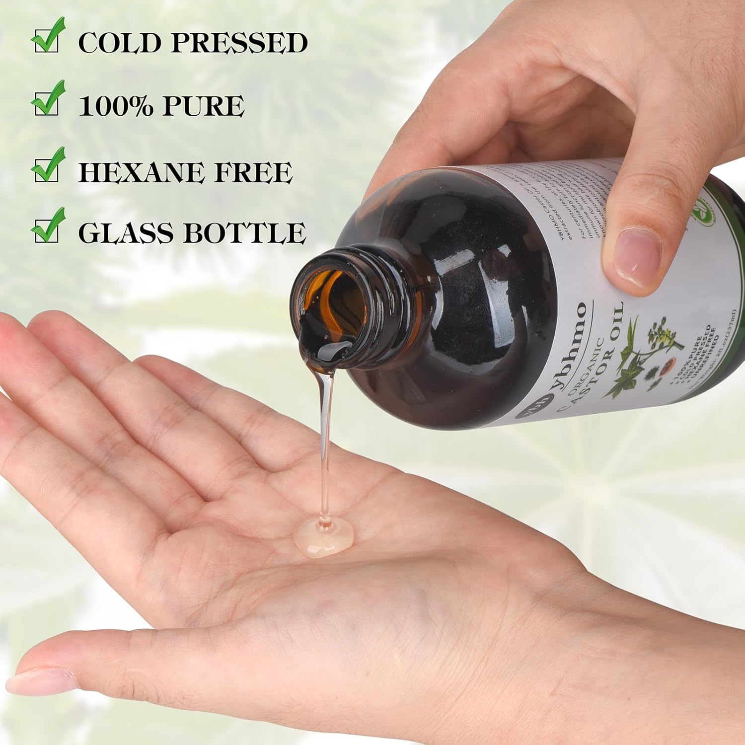 Organic Castor Oil Cold Pressed Glass Bottle((8fl.oz/237ml), Castor Oil Pack Wrap Organic Cotton Reusable for Neck, Chest & Abdomen