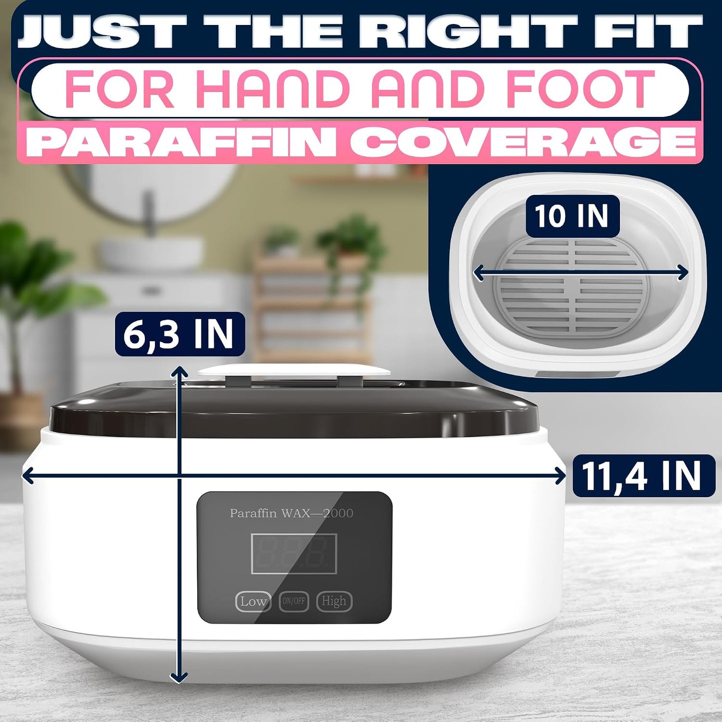 Paraffin Wax Machine for Hand and Feet – 3400ml Hand Wax Paraffin Machine with Fast Heating, Adjustable Temperature 2 Heat Modes Accessories Kit - Relaxing Spa at Home Anytime, Hand & Foot Smooth Skin
