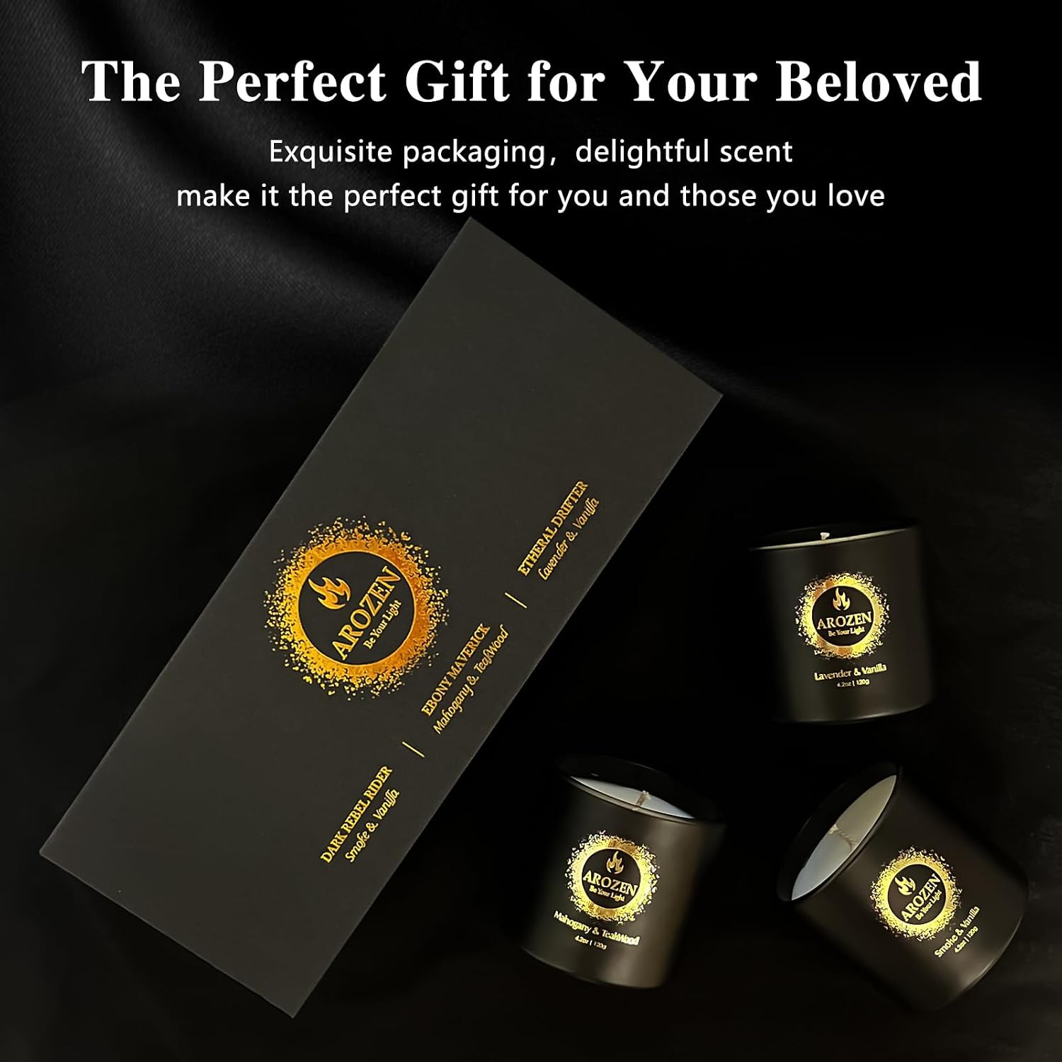 3 Pack Candles for Home Scented, Scented Candles Gifts Set for Men, Aromatherapy Soy Candle of Lavender, Mahogany Teakwood & Smoke Vanilla, Gifts for Men Fathers Day Valentine's Day Present