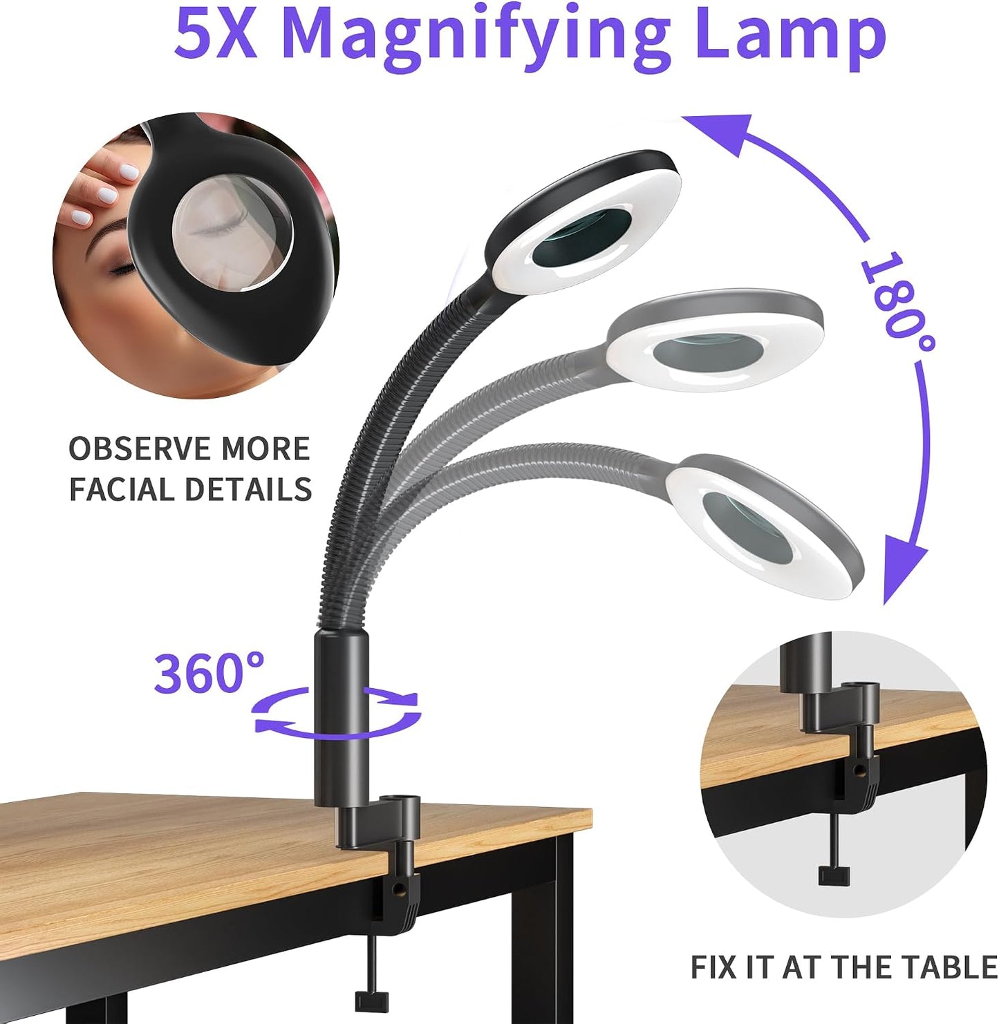 Facial Steamer with Magnifying Lamp, 2 in 1 Ozone Steamer for Face Professional, Professional Facial Steamer for Esthetician, Salon & Spa Face Beauty Equipment.