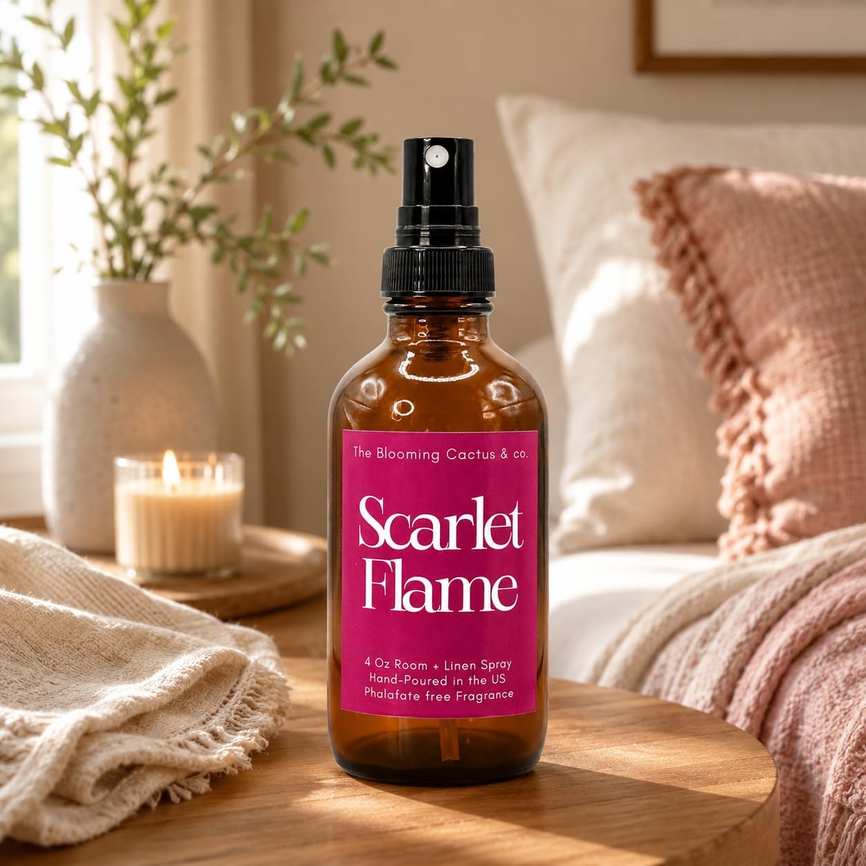 Home | Linen | Room Spray - Air Freshener - Odor Eliminator - Car Air Freshener - Fabric Refresher - Mist Hand Poured - Made in USA – (Scarlet Flame)