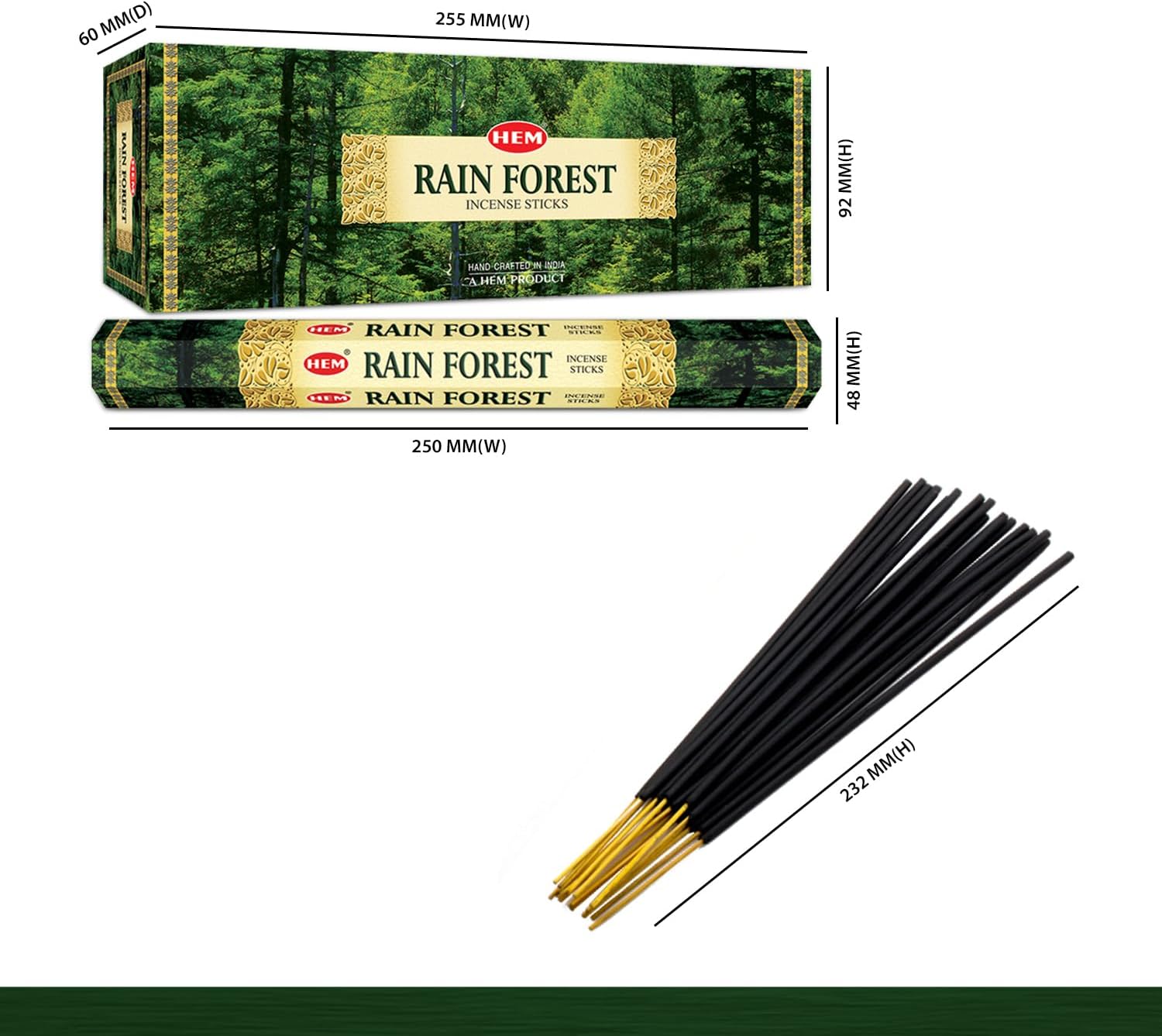 HEM Rain Forest Incense Sticks - (120 Sticks, 6 Boxes Inside) - 9 Inches Long, 20g per Box,Creating A Tranquil Atmosphere that Soothes The Mind and Elevates Your Senses.