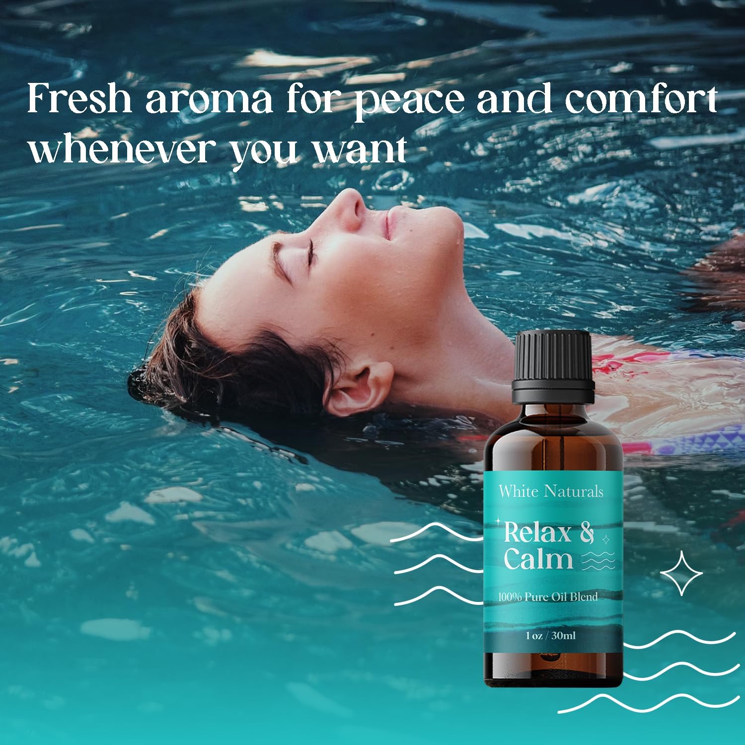 White Naturals Relax & Calm Essential Oil Blend – Soothing Aromatherapy Blend for Tranquility, 100% Pure & Natural, Perfect for Diffuser & Self-Care, 1oz