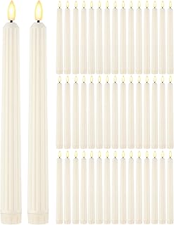 Funtery 48 Pcs Flameless LED Taper Candles Battery Operated Candles Bulk Realistic LED Candlesticks Flickering for Wedding Church Graduation Party Home Decor(Ivory,Romantic Style)