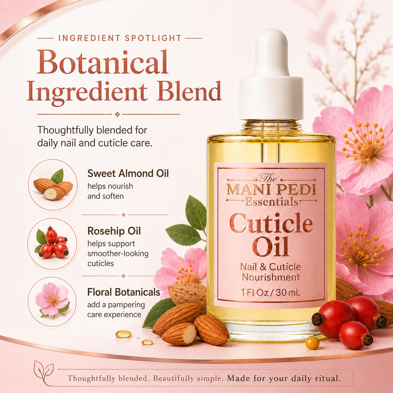Nourishing Cuticle Oil enriched with Jojoba Oil, Vitamin E & Sweet Almond Oil. Manicurist's Choice for Healthy, Nourished Nails & Cuticles – 1 Fl Oz