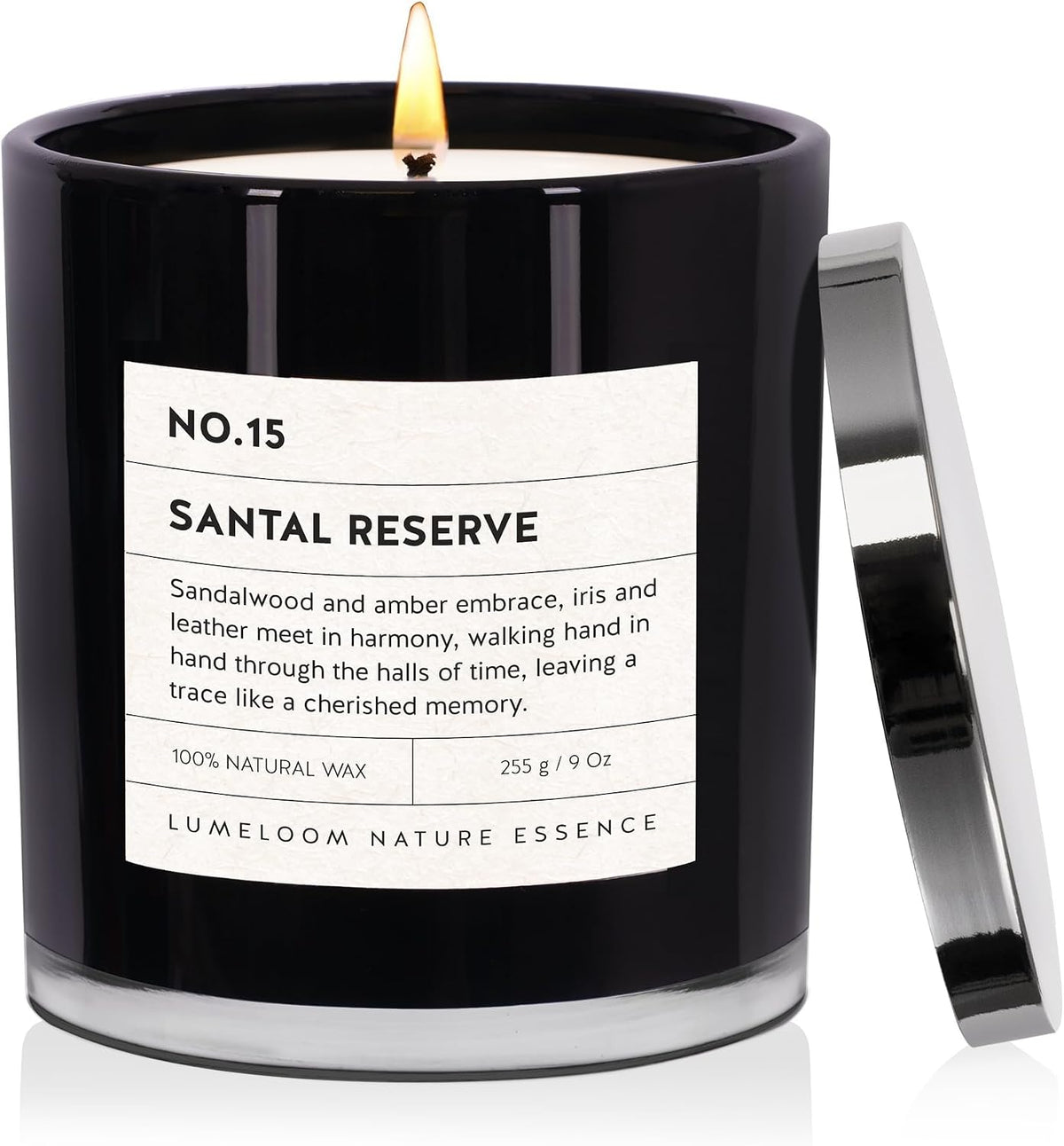 LUMELOOM Santal Reserve Scented Candle 9oz Soy Wax Candles for Home Scented