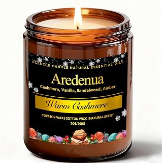 Warm Cashmere Scented Candle – Warm Luxe Cashmere & Soft Vanilla Notes, Cozy Clean Scent, Natural Soy Wax Candles, Long Lasting Candle for Home & Relaxation - 7oz Aromatherapy Candles