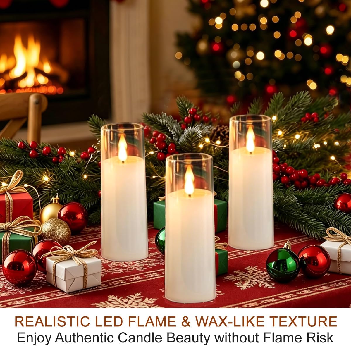 6-Pack 6" White Flickering Candle Lights with 10-Key Remote & Timer - Waterproof LED Flameless Pillar Candles - Battery Operated Outdoor Decorative Lights - Festival Party Home Decoration