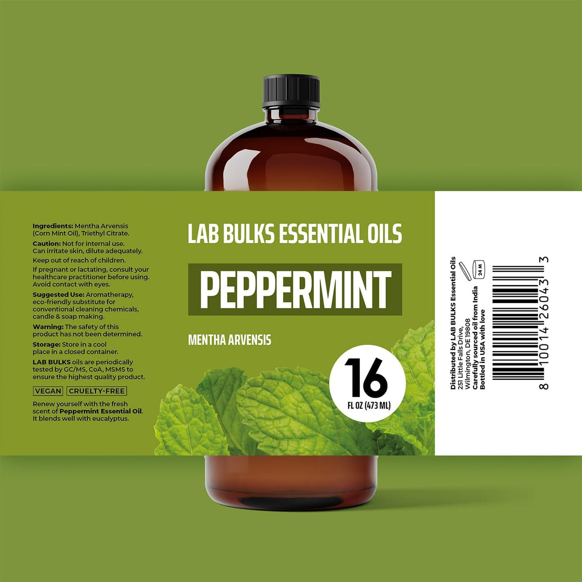 Lab Bulks Essential Oil Peppermint 16 oz Essential Oil