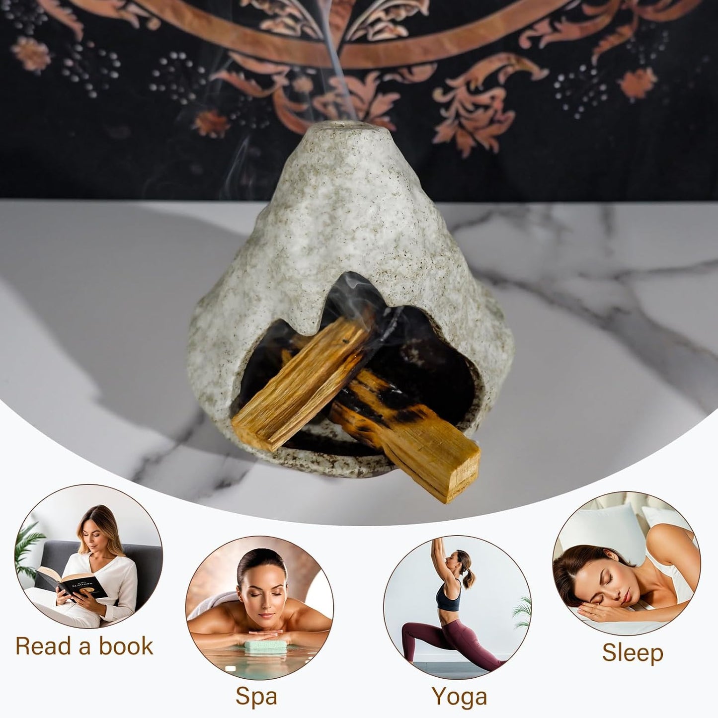 MOUGIGI Pure White Zongzi Palo Santo Holder – Elegant Sage Cone Incense Dish for Zen Meditation & Energy Cleansing – Ideal for Aromatherapy, Stress Relief, and Mindfulness Decor Gifts.