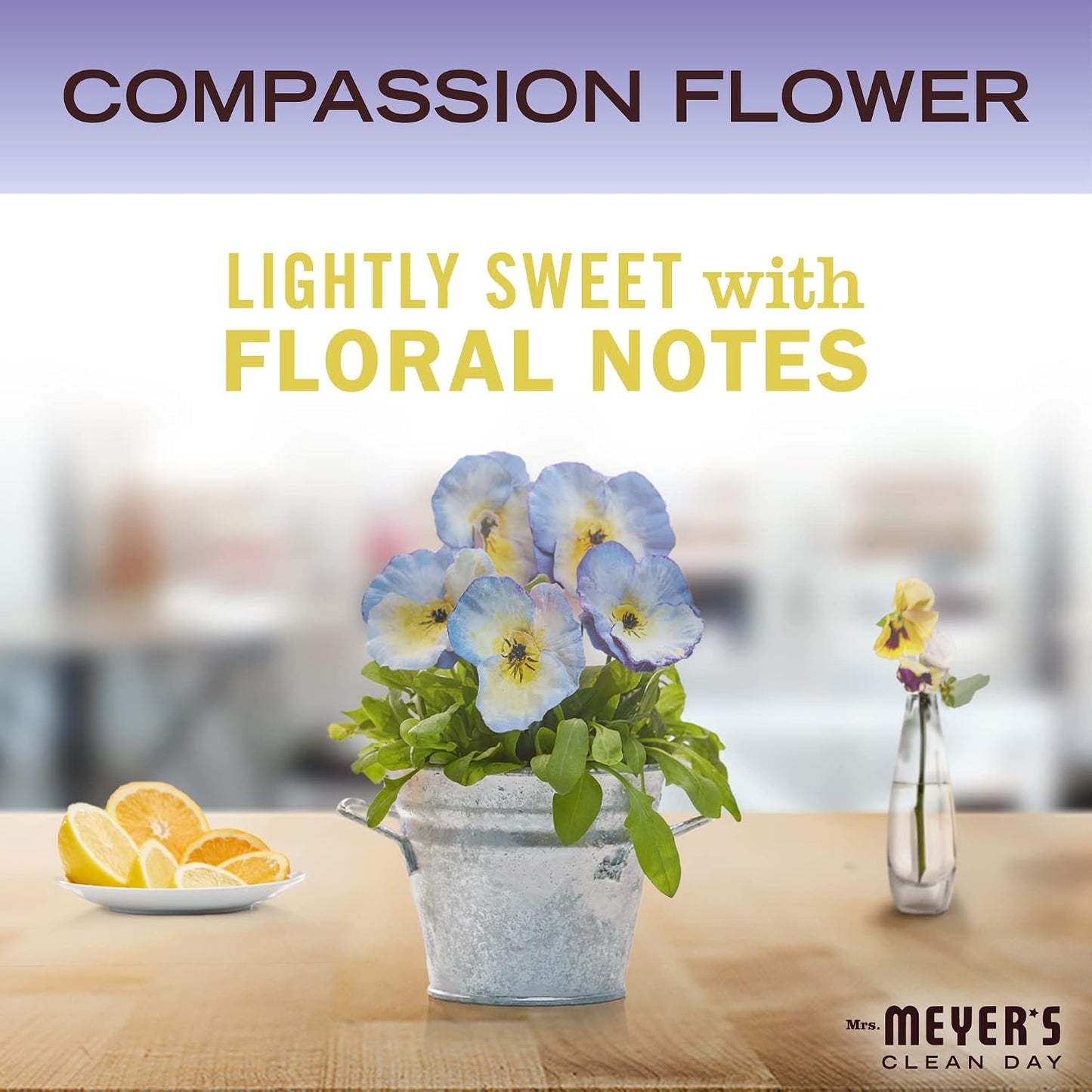 MRS. MEYER'S CLEAN DAY Soy Aromatherapy Candle, 35 Hour Burn Time, Made with Soy Wax and Essential Oils, Compassion Flower, 7.2 oz - Pack of 2