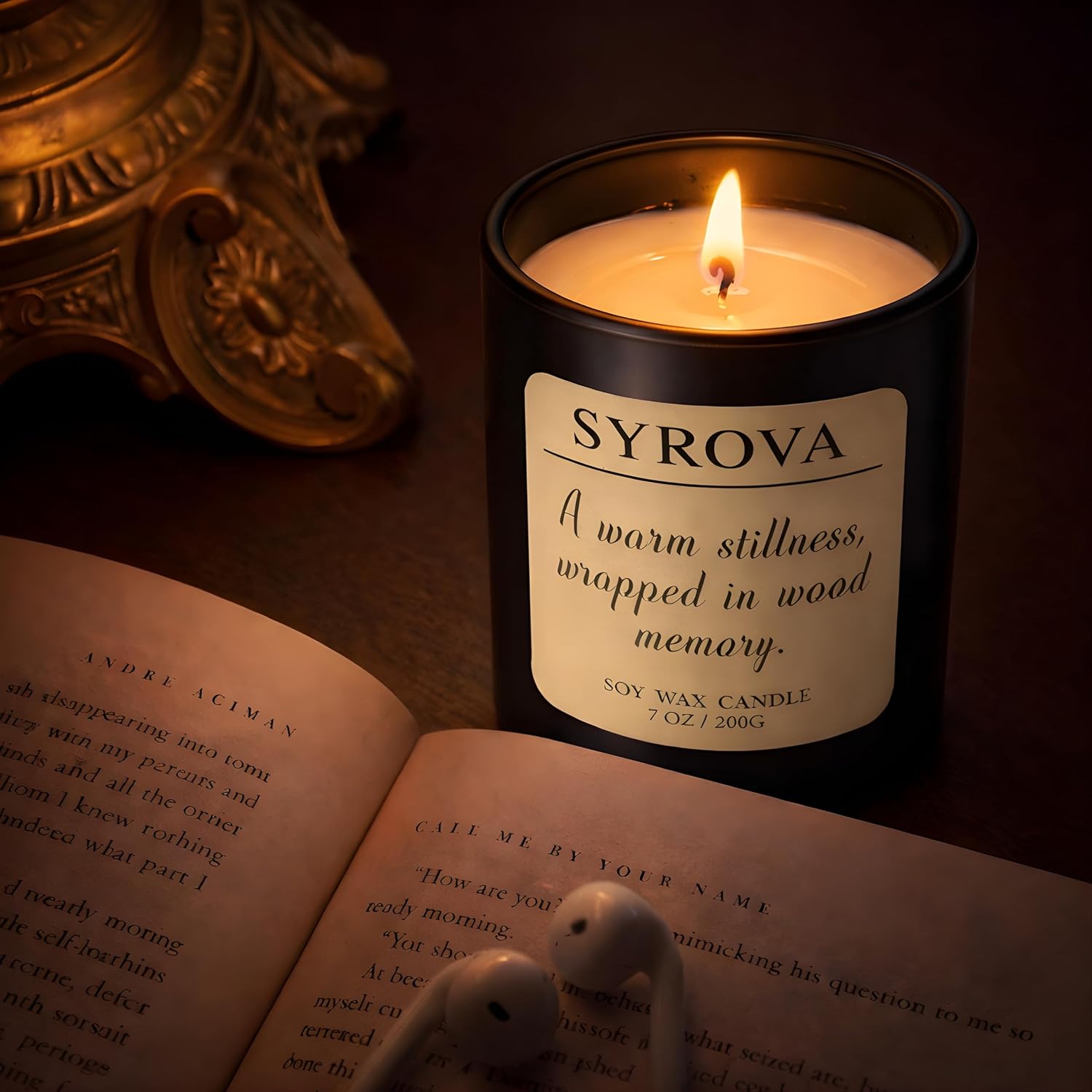 Vanilla & Cedarwood Candle, Luxury Scented Soy Candle 7oz, Cozy Sweet Fragrance for Home, Long Lasting Aromatherapy Candle, Gift for Women, Modern Jar Candle