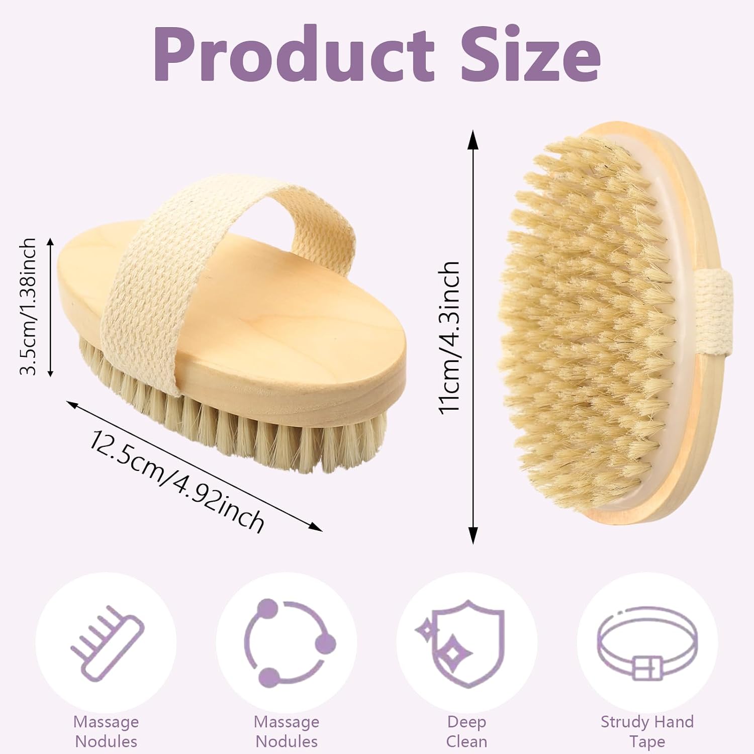 4 Pcs Dry Brushing Body Brush Exfoliating Body Brush Dry Brushing Body Brush for Lymphatic Drainage Back Circulation Improvement Dead Skin Remove Beauty Exfoliator