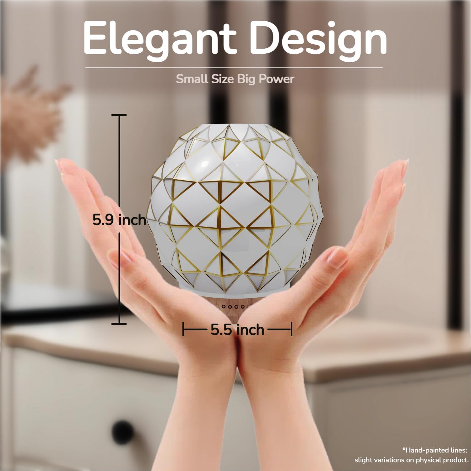 Essential Oil Diffuser, 100ML Handcrafted Glass Aromatherapy Diffuser with 7 Color LED Lights, Remote Control, Cool Mist Humidifier, Timed Mist, Auto Shut-Off (White)